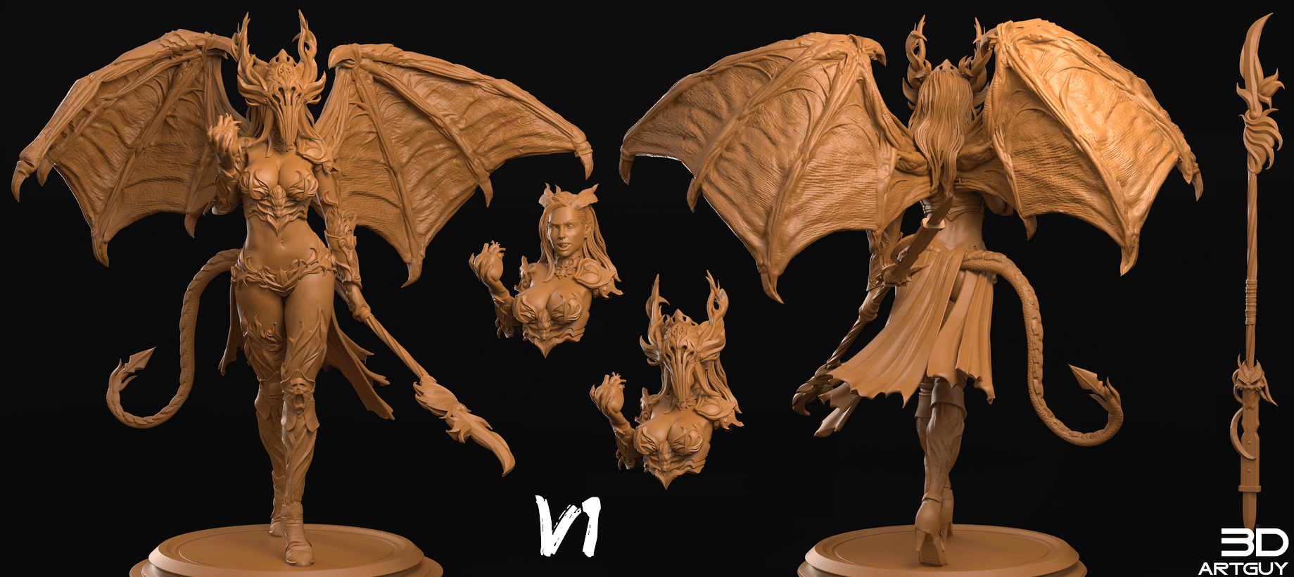 Tabletop RPG Miniature Succubus Qumi 3D Art Guy Quality Miniatures - Qumi Wargaming Mini Model Figure