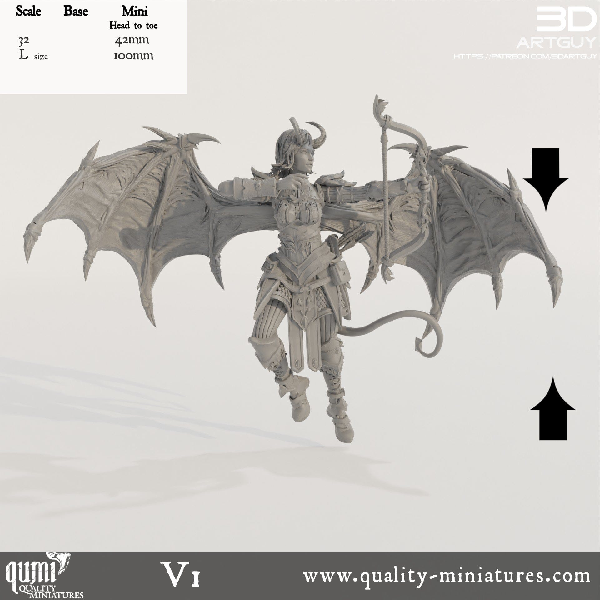 Tabletop RPG Miniature Succubus Ranger - Qumi Quality Miniatures - Qumi Wargaming Mini Model Figure