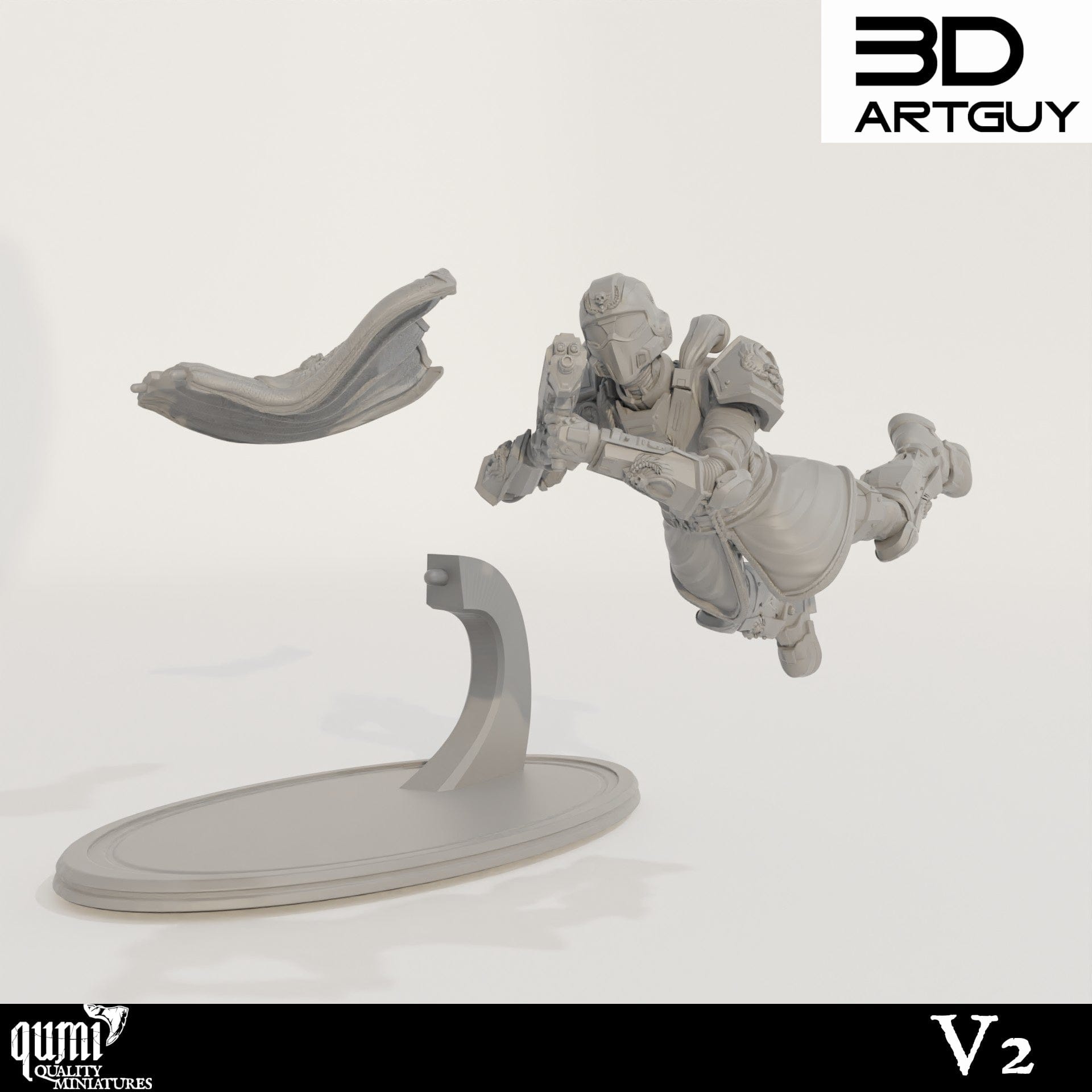 Tabletop RPG Miniature Super Earth Hero Diving - Qumi - 3D ArtGuy Quality Miniatures - Qumi Wargaming Mini Model Figure