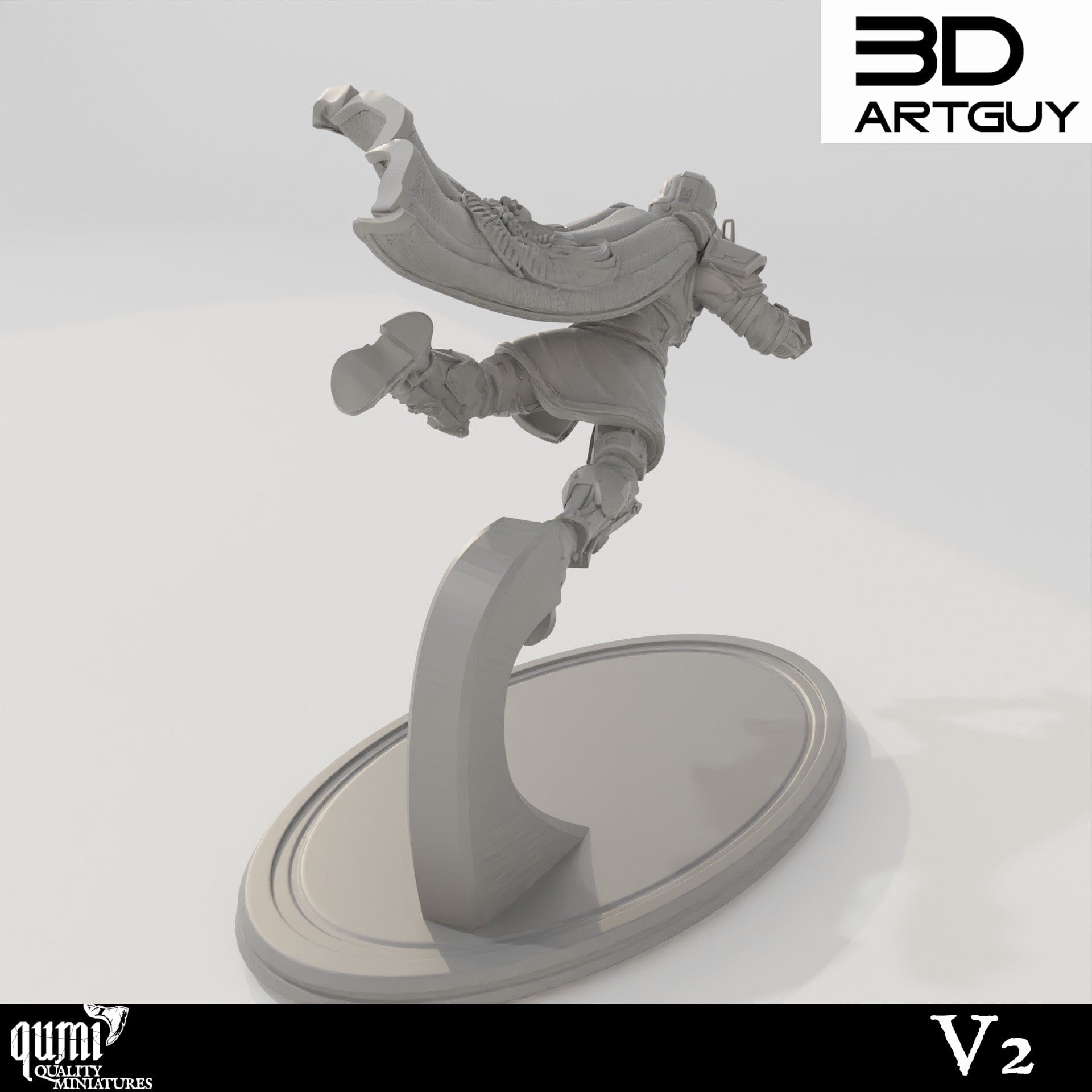 Tabletop RPG Miniature Super Earth Hero Diving - Qumi - 3D ArtGuy Quality Miniatures - Qumi Wargaming Mini Model Figure
