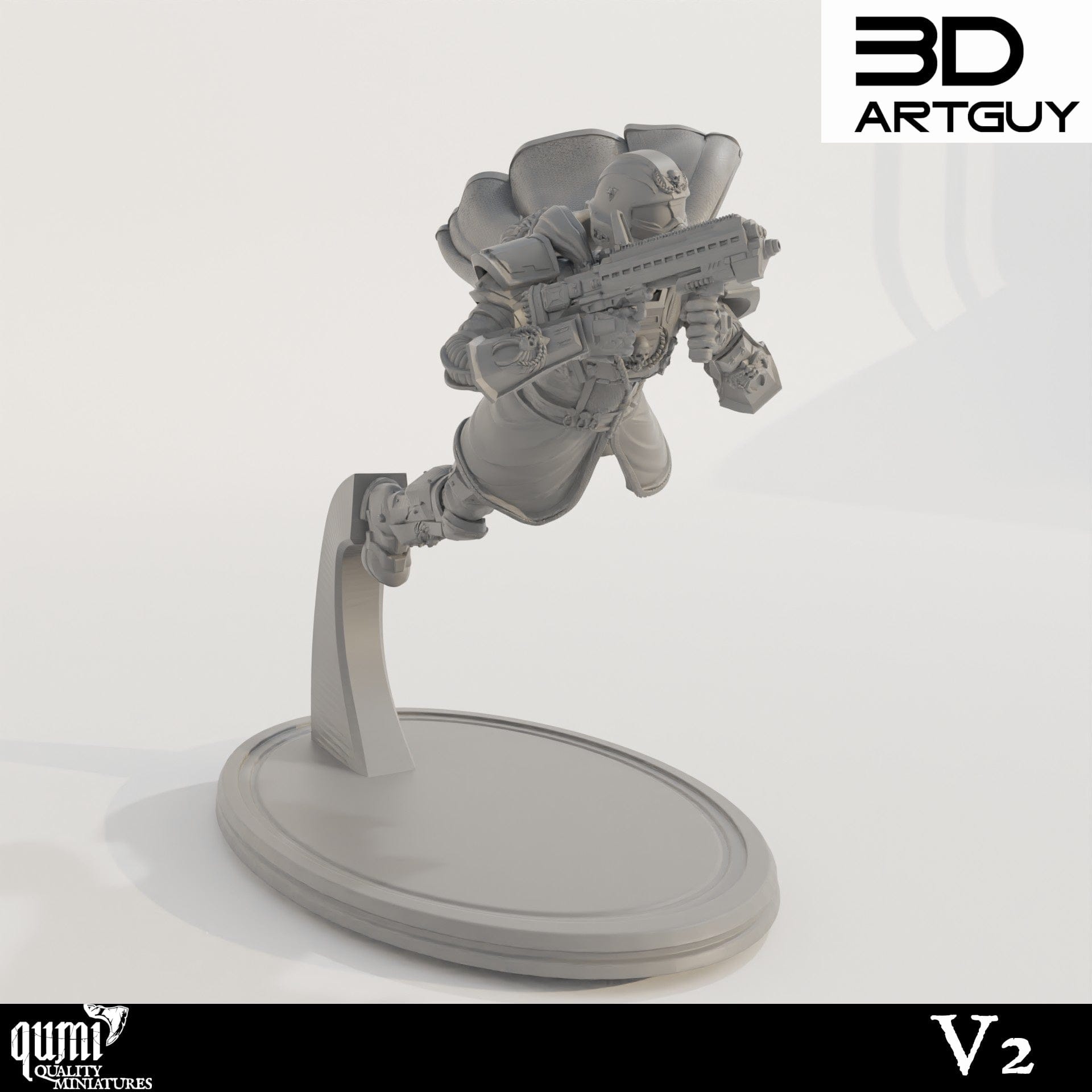 Tabletop RPG Miniature Super Earth Hero Diving - Qumi - 3D ArtGuy Quality Miniatures - Qumi Wargaming Mini Model Figure