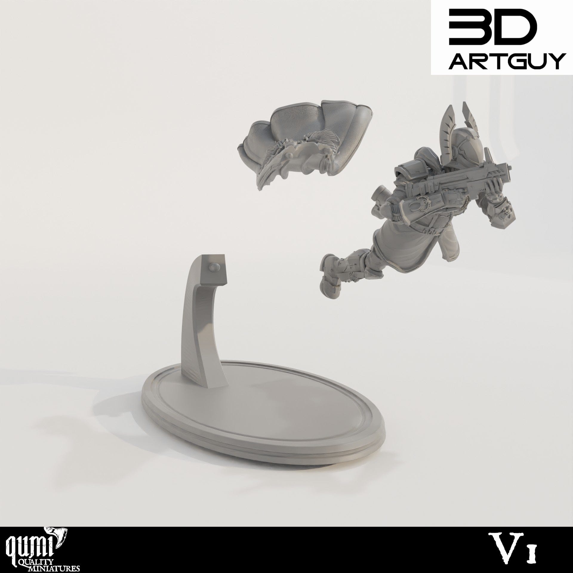 Tabletop RPG Miniature Super Earth Hero Diving - Qumi - 3D ArtGuy Quality Miniatures - Qumi Wargaming Mini Model Figure