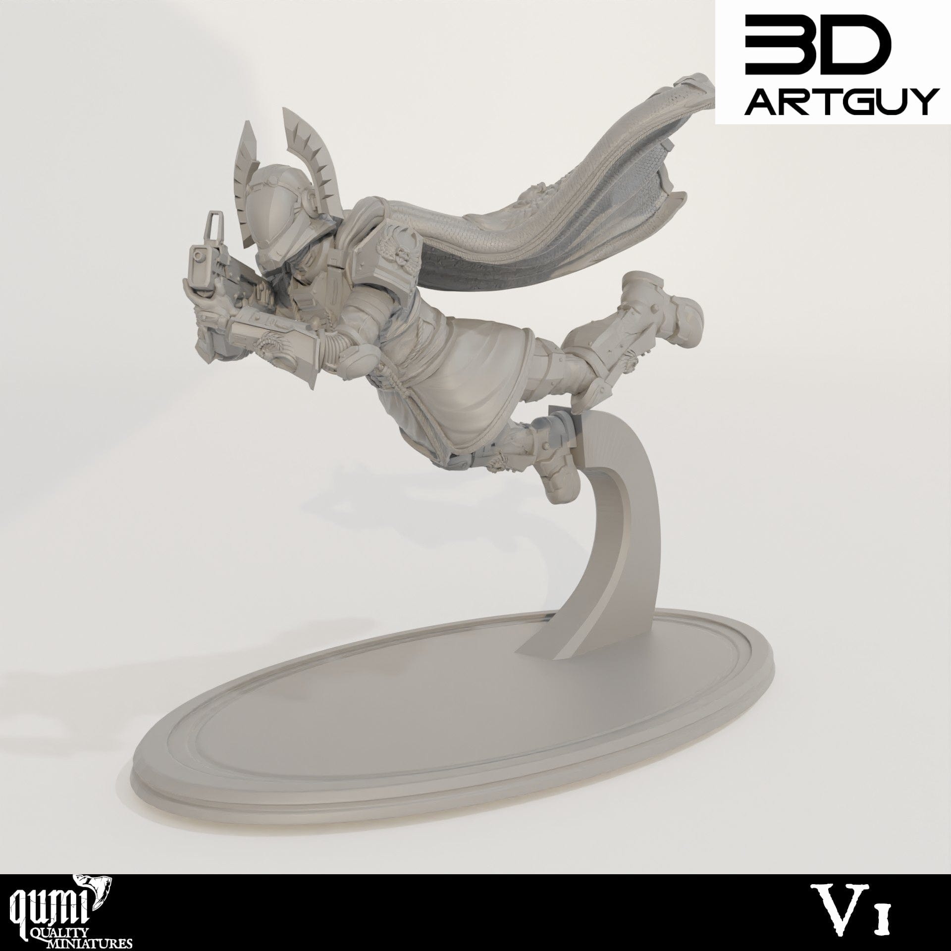 Tabletop RPG Miniature Super Earth Hero Diving - Qumi - 3D ArtGuy Quality Miniatures - Qumi Wargaming Mini Model Figure