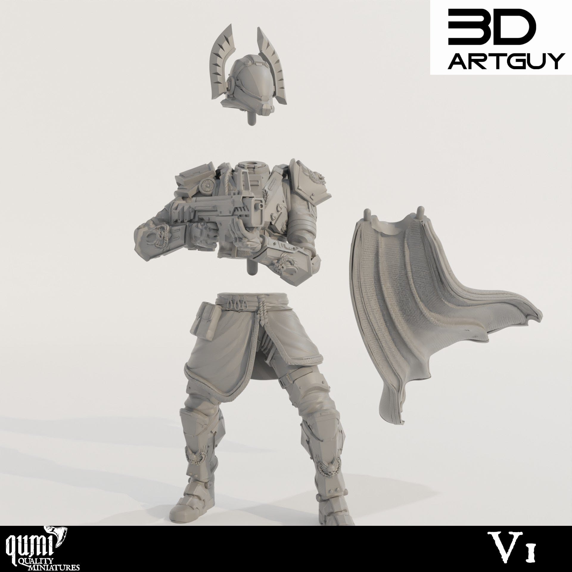 Tabletop RPG Miniature Super Earth Hero Shooting - Qumi - 3D ArtGuy Quality Miniatures - Qumi Wargaming Mini Model Figure