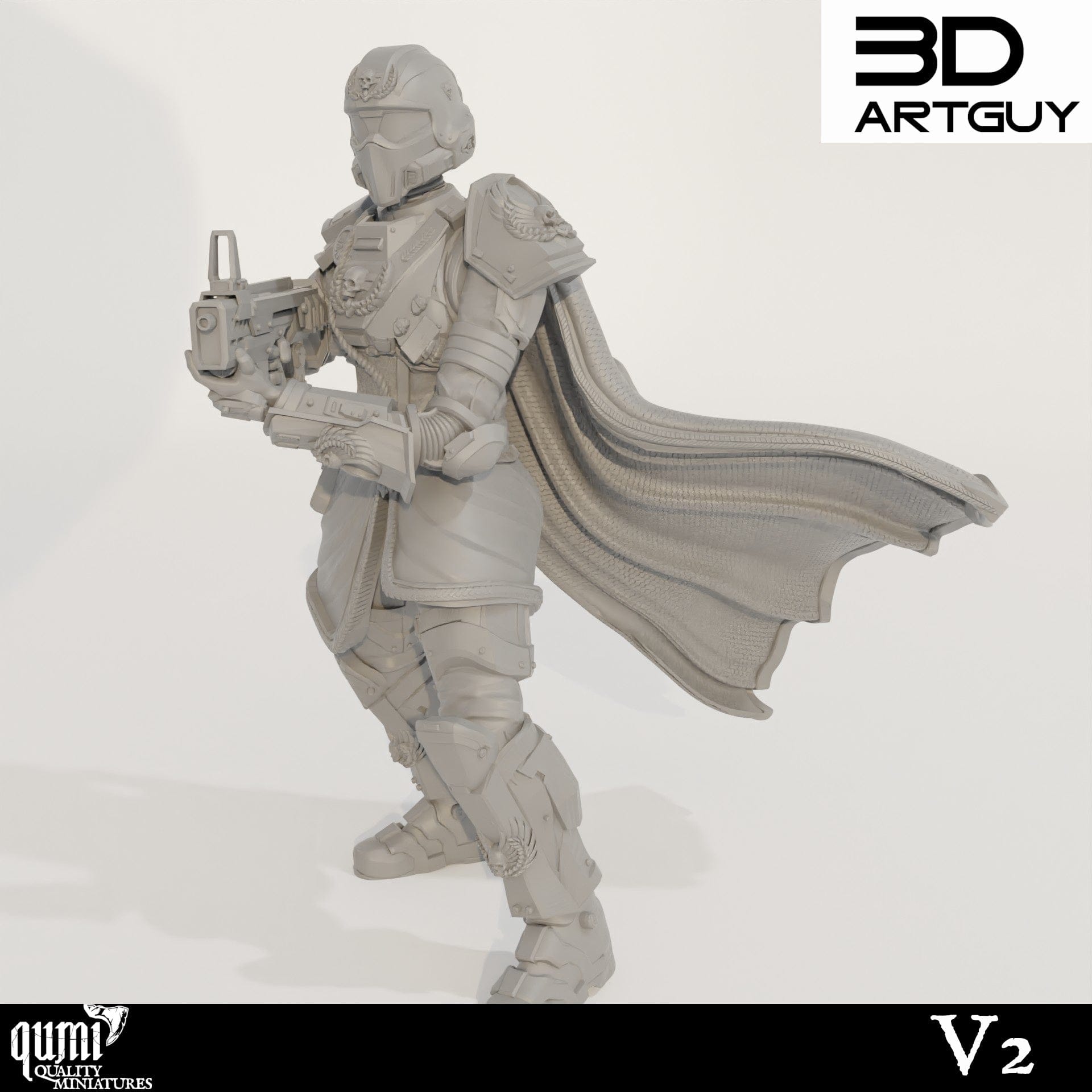 Tabletop RPG Miniature Super Earth Hero Shooting - Qumi - 3D ArtGuy Quality Miniatures - Qumi Wargaming Mini Model Figure