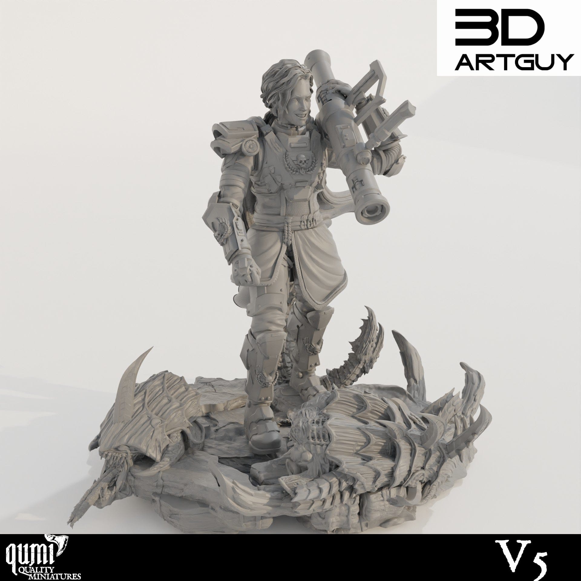 Tabletop RPG Miniature Super Earth Hero Walking - Qumi - 3D ArtGuy Quality Miniatures - Qumi Wargaming Mini Model Figure