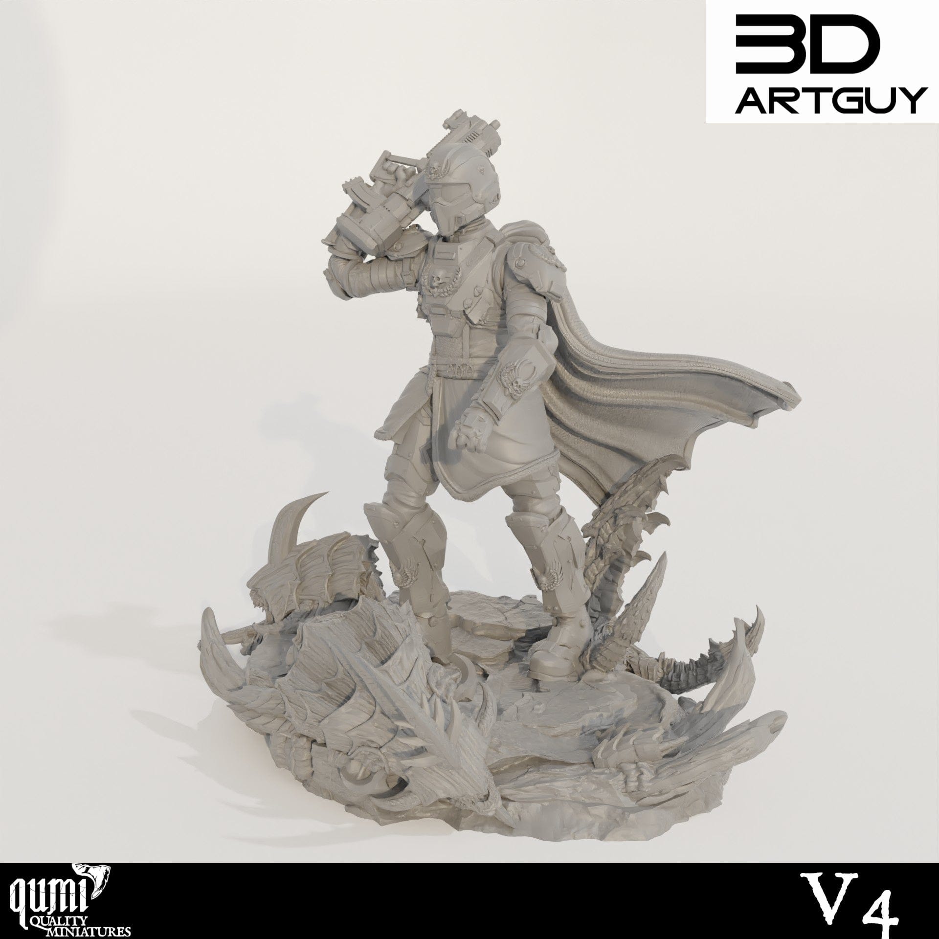 Tabletop RPG Miniature Super Earth Hero Walking - Qumi - 3D ArtGuy Quality Miniatures - Qumi Wargaming Mini Model Figure