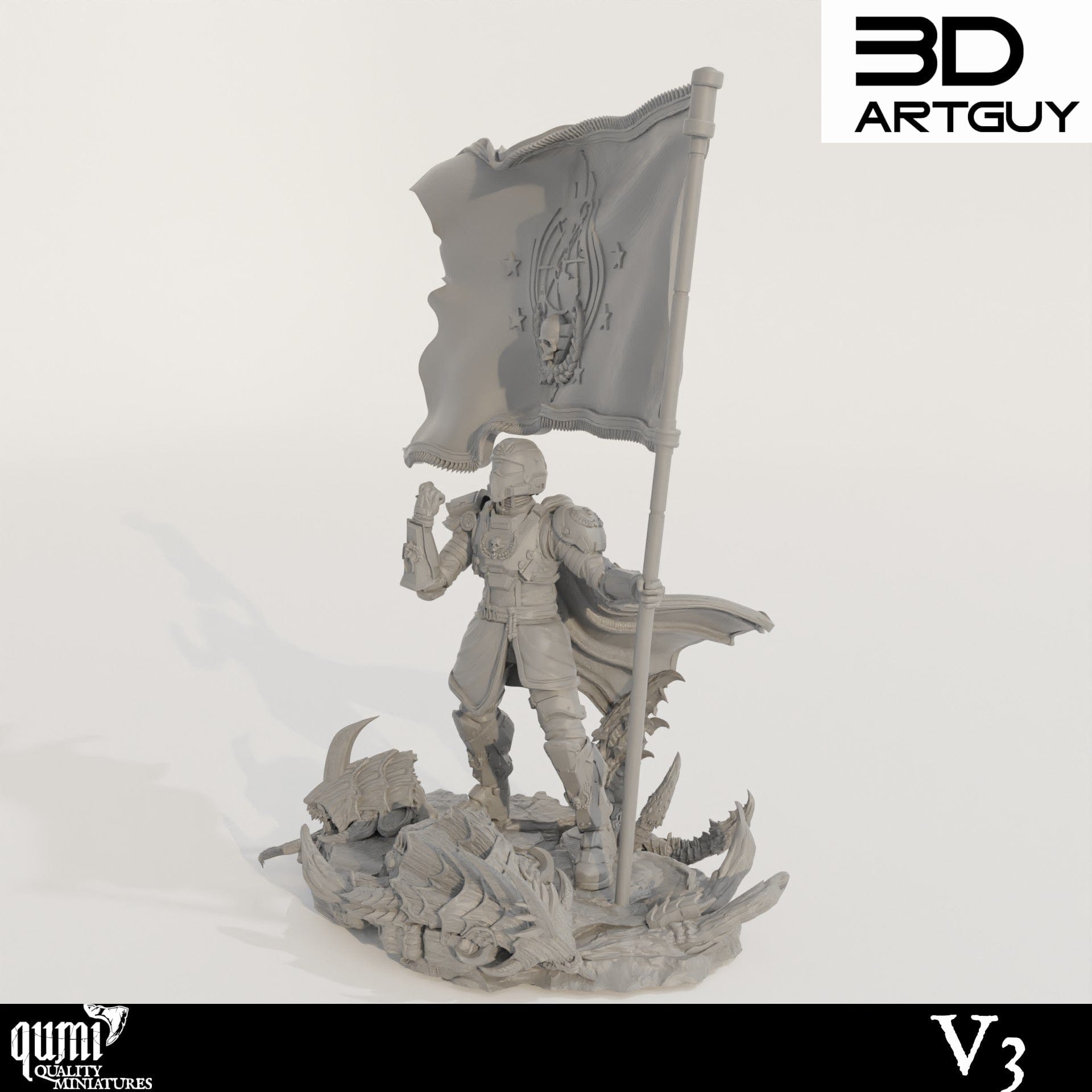 Tabletop RPG Miniature Super Earth Hero Walking - Qumi - 3D ArtGuy Quality Miniatures - Qumi Wargaming Mini Model Figure