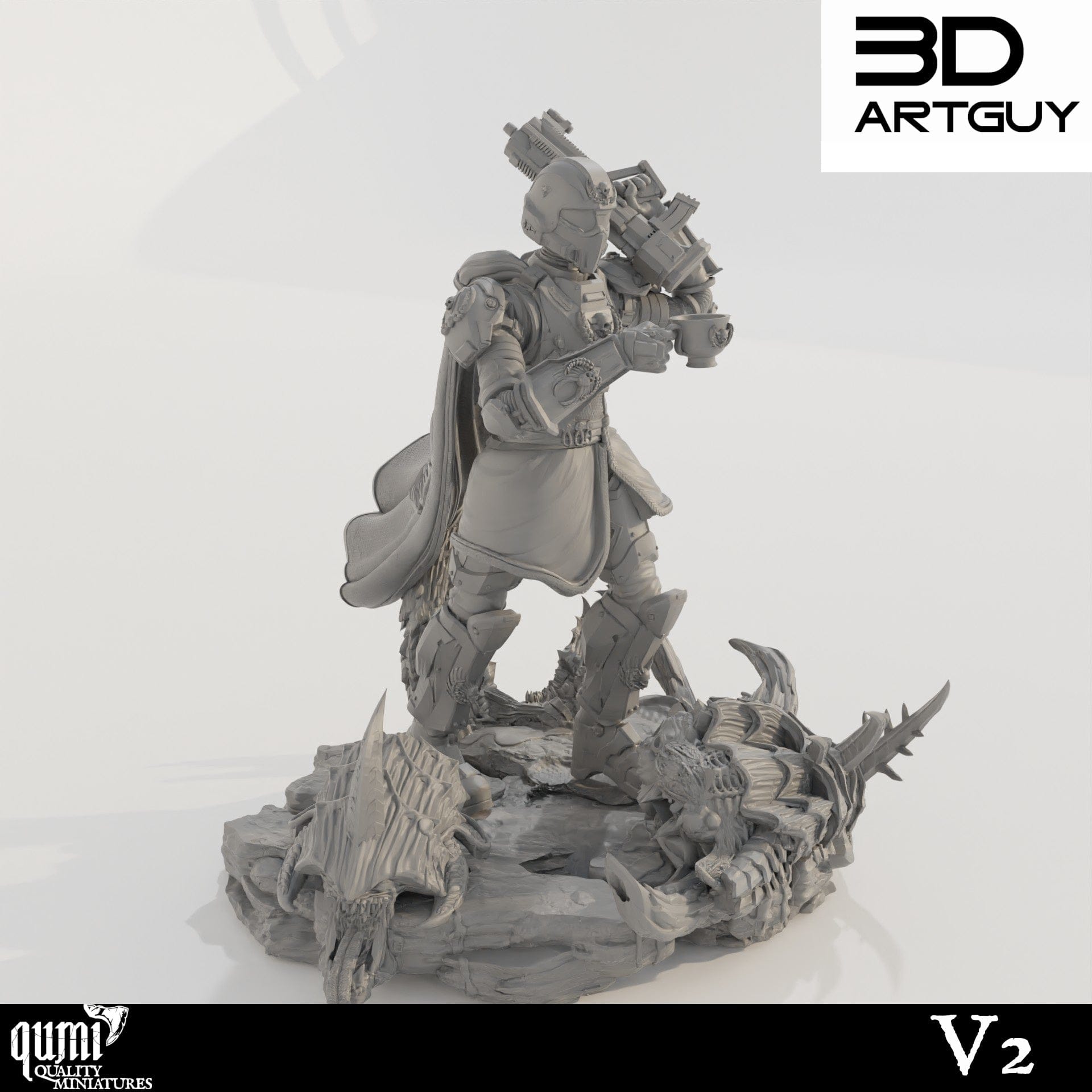 Tabletop RPG Miniature Super Earth Hero Walking - Qumi - 3D ArtGuy Quality Miniatures - Qumi Wargaming Mini Model Figure