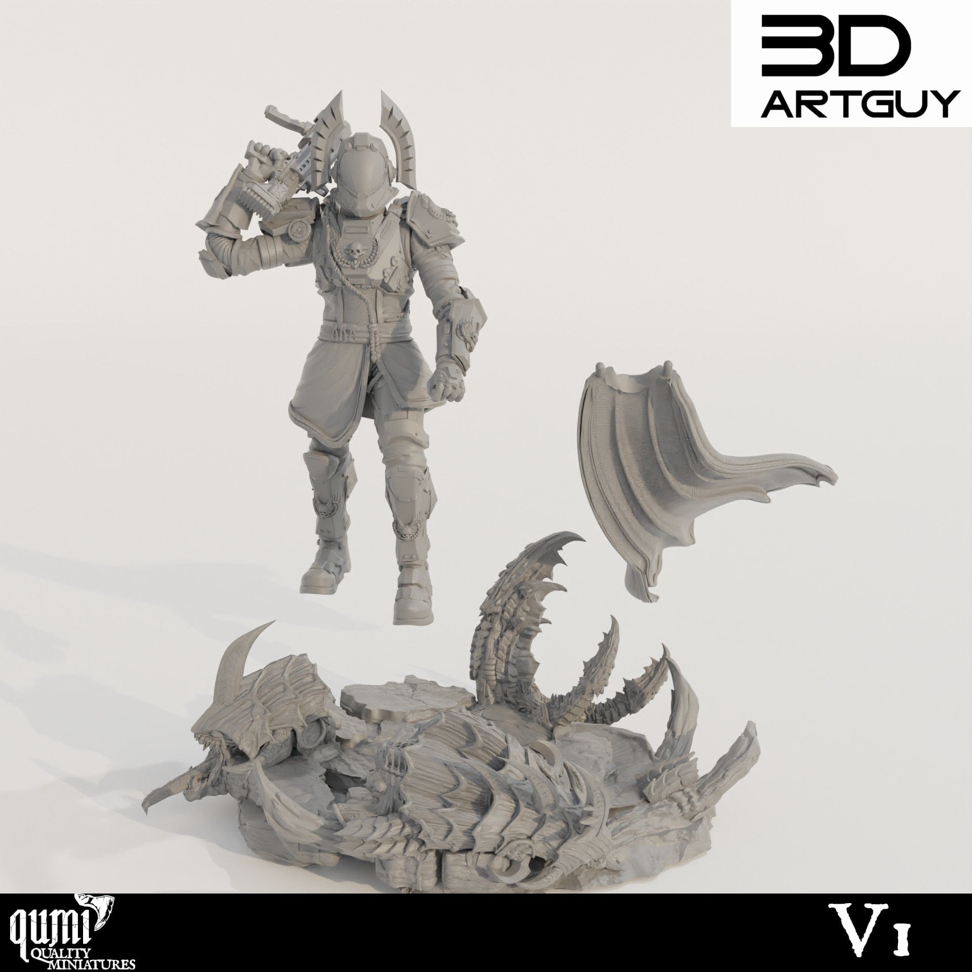Tabletop RPG Miniature Super Earth Hero Walking - Qumi - 3D ArtGuy Quality Miniatures - Qumi Wargaming Mini Model Figure