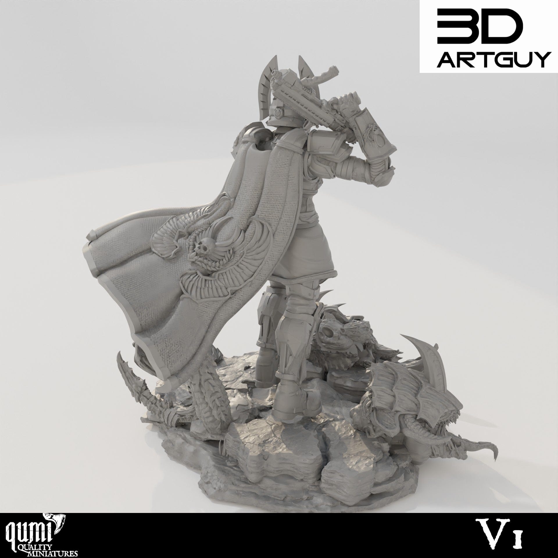 Tabletop RPG Miniature Super Earth Hero Walking - Qumi - 3D ArtGuy Quality Miniatures - Qumi Wargaming Mini Model Figure