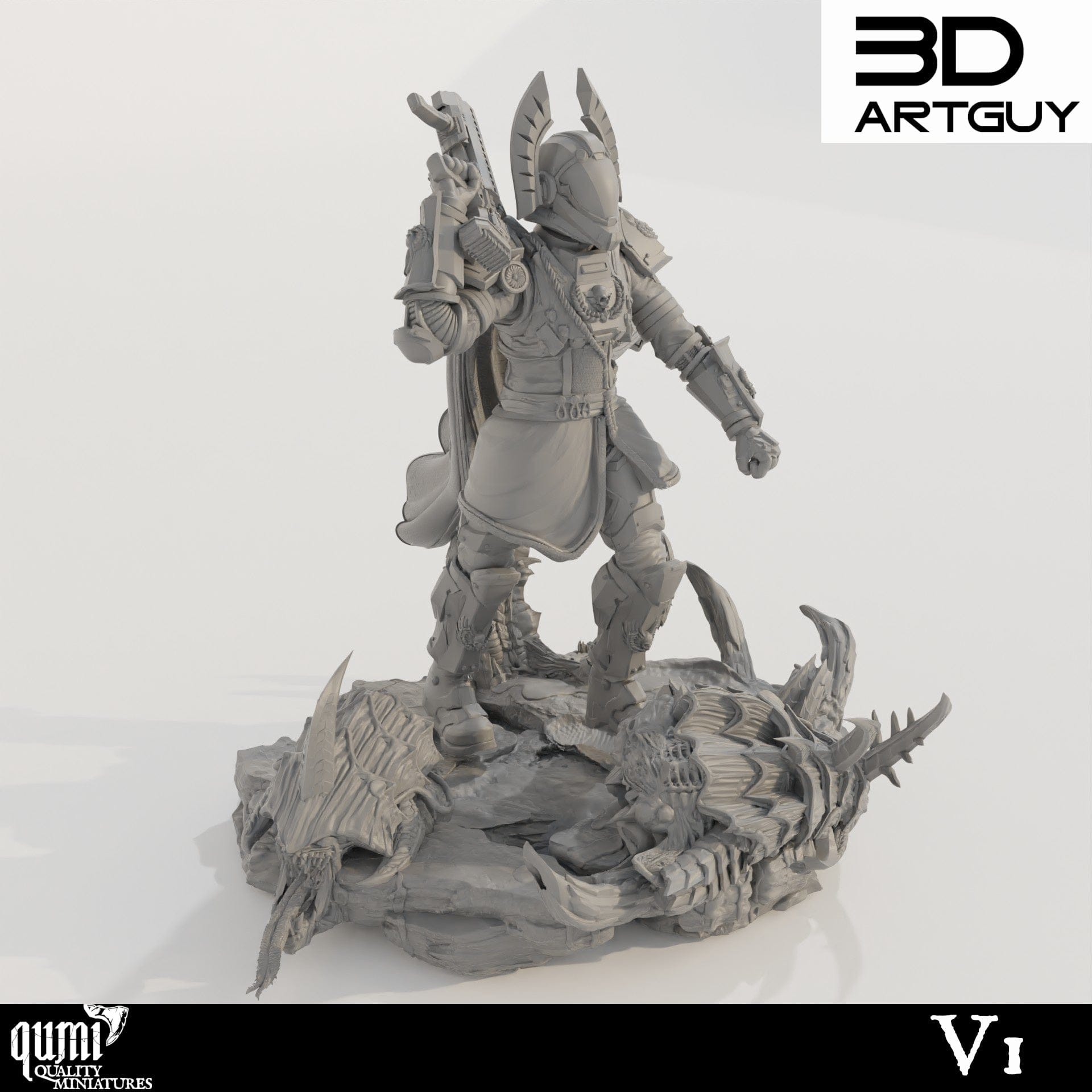 Tabletop RPG Miniature Super Earth Hero Walking - Qumi - 3D ArtGuy Quality Miniatures - Qumi Wargaming Mini Model Figure