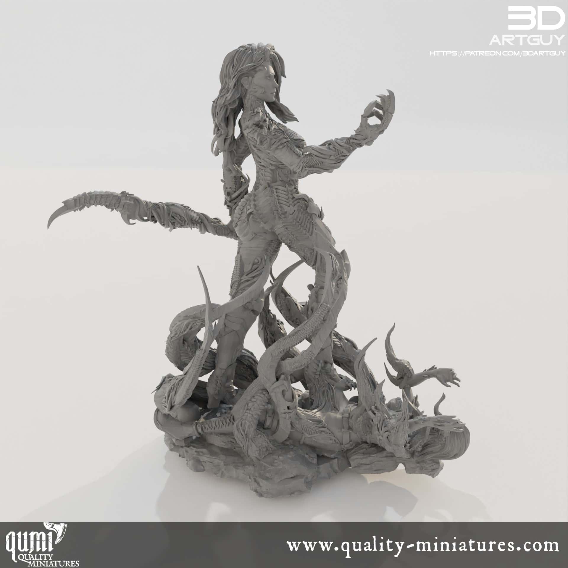 Tabletop RPG Miniature Supernatural Warrior Diorama - Qumi Quality Miniatures - Qumi Wargaming Mini Model Figure