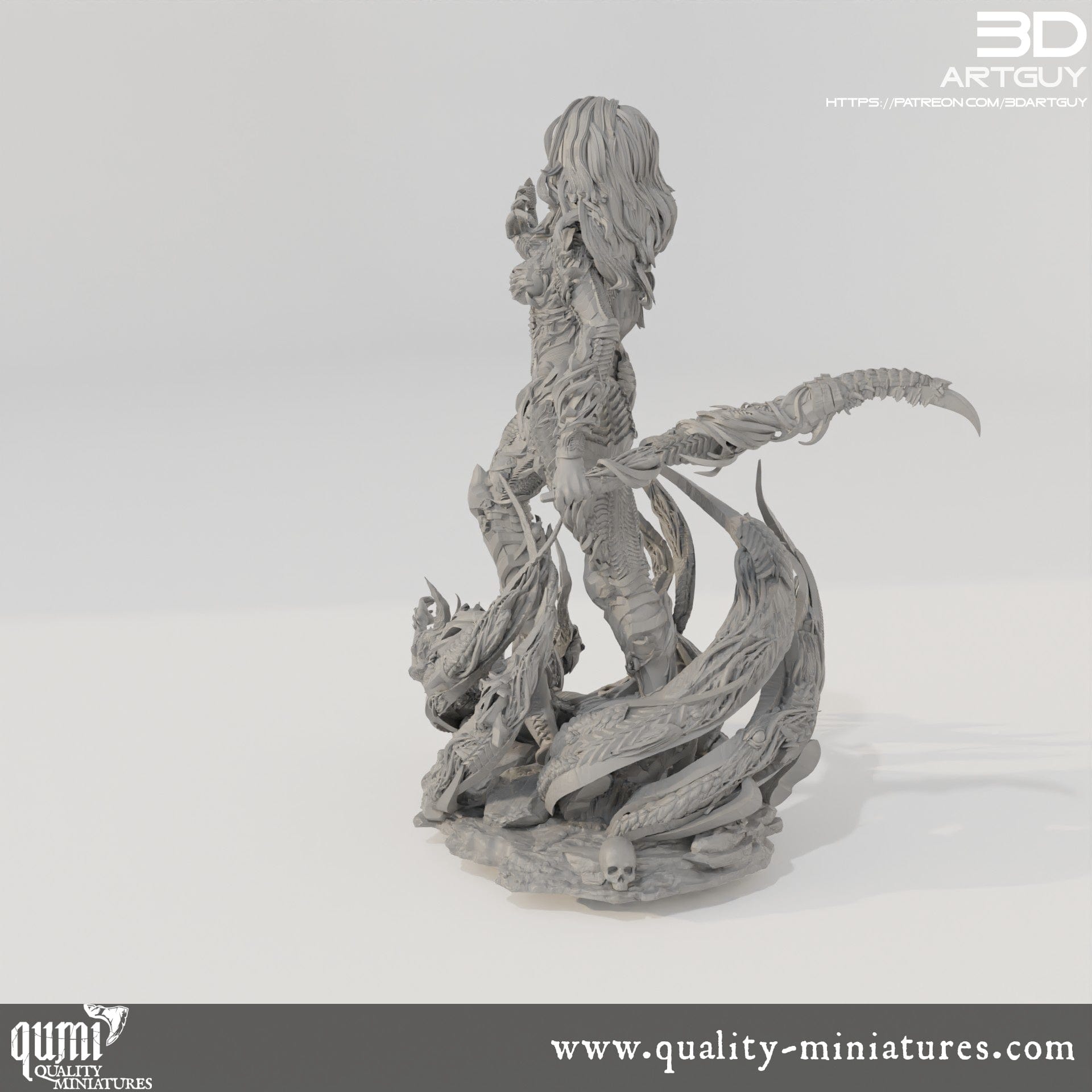 Tabletop RPG Miniature Supernatural Warrior Diorama - Qumi Quality Miniatures - Qumi Wargaming Mini Model Figure