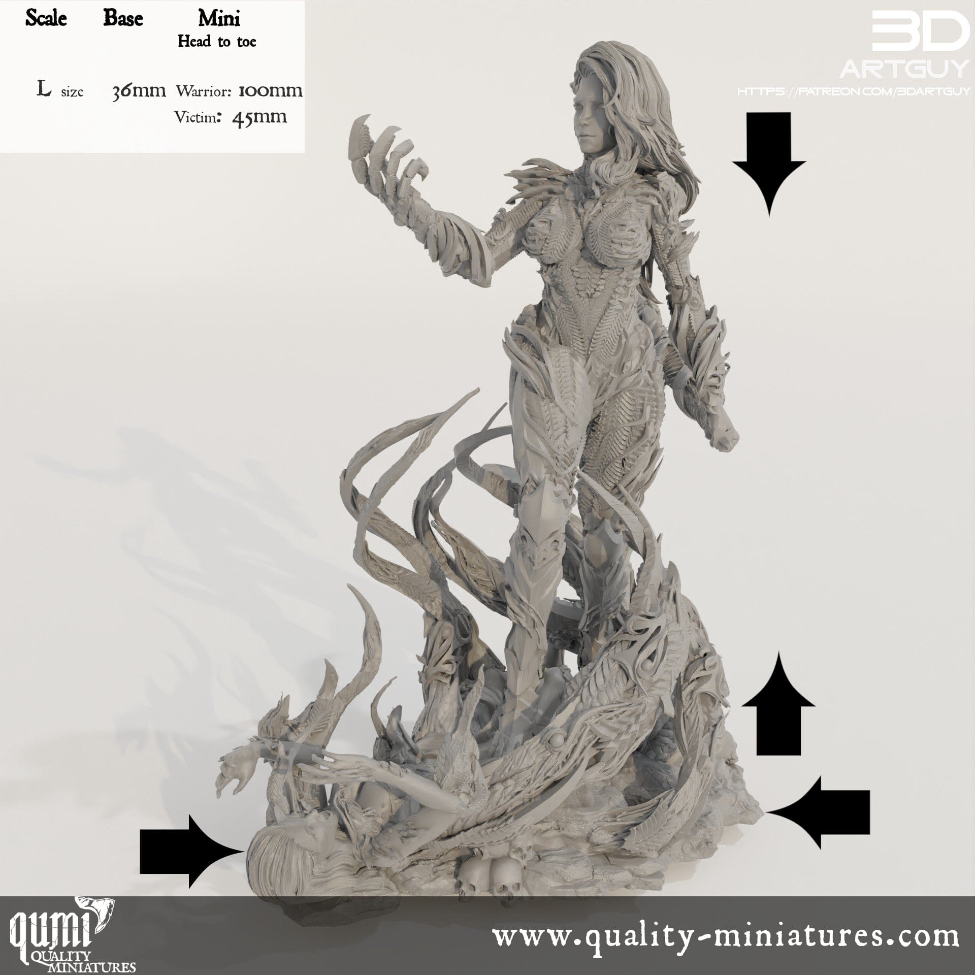 Tabletop RPG Miniature Supernatural Warrior Diorama - Qumi Quality Miniatures - Qumi Wargaming Mini Model Figure