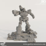 Vollständig montierte Sci-Fi Roboter-Miniatur auf einer metallischen Basis