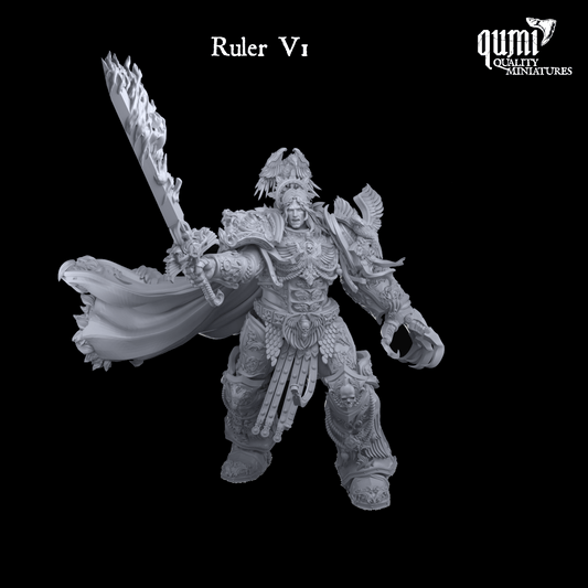 Scifi collectible miniature of a space warrior Lord Ruler from Quality Miniatures, suitable for tabletop RPG and wargaming.