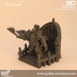 3D printed grey resin model of the space warrior on the gothic platform.