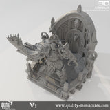 Top-down view of the space warrior ruler miniature featuring intricate armor and base textures