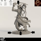 Height scale reference chart for the undead sword fighter miniature in 32mm, 75mm, and XL sizes