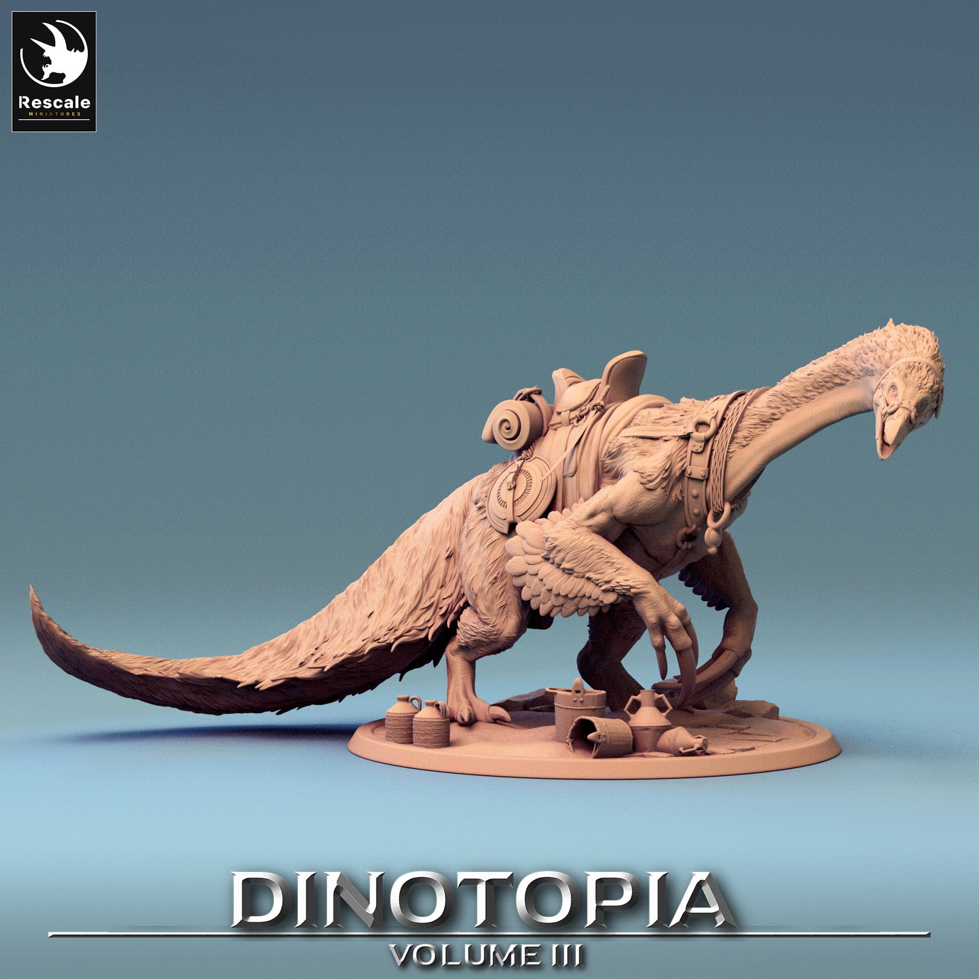 Tabletop RPG Miniature Therizinosaurus Drink Solo 32mm Qumi - Rescale Miniatures Quality Miniatures - Qumi Wargaming Mini Model Figure