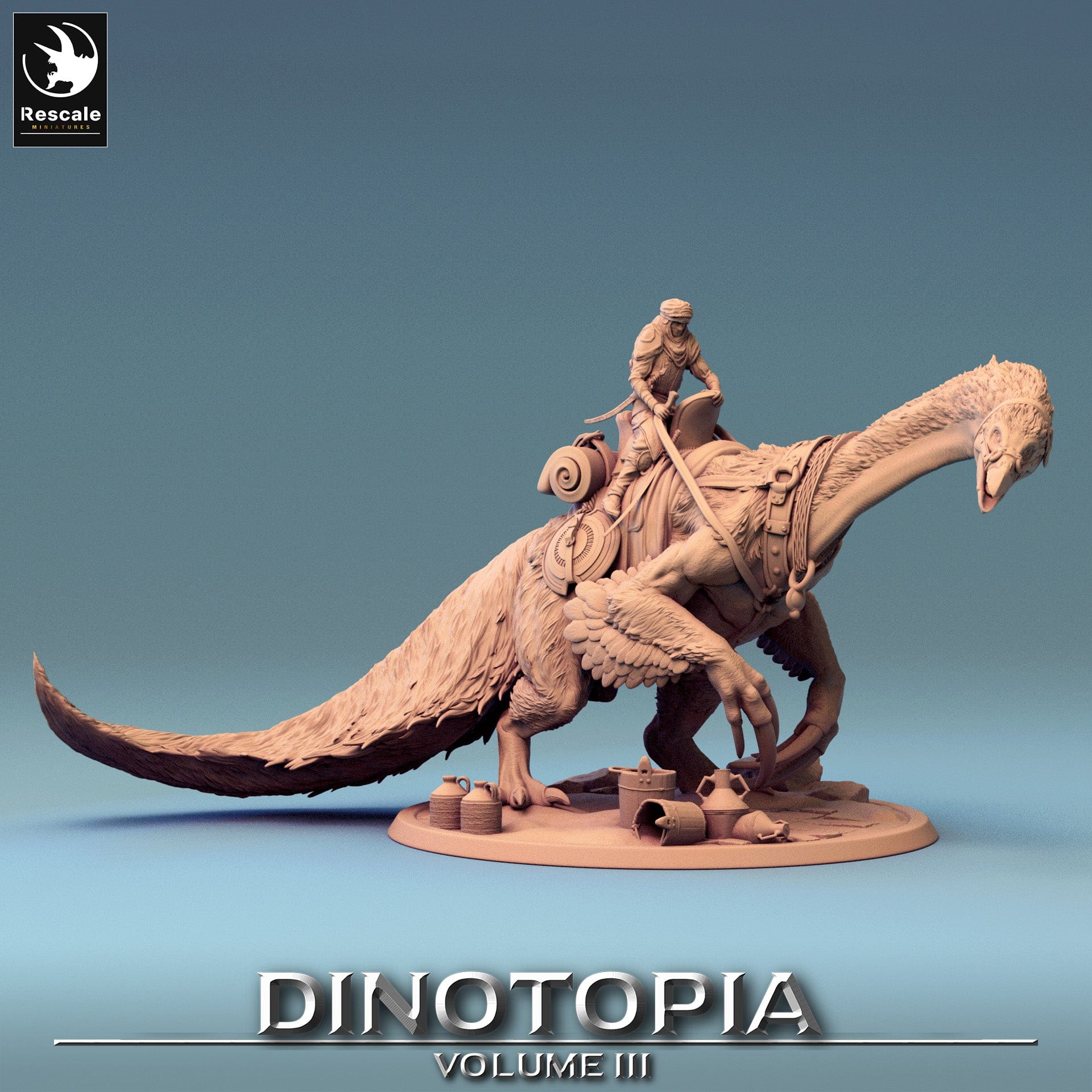 Tabletop RPG Miniature Therizinosaurus Drink Solo 32mm Qumi - Rescale Miniatures Quality Miniatures - Qumi Wargaming Mini Model Figure