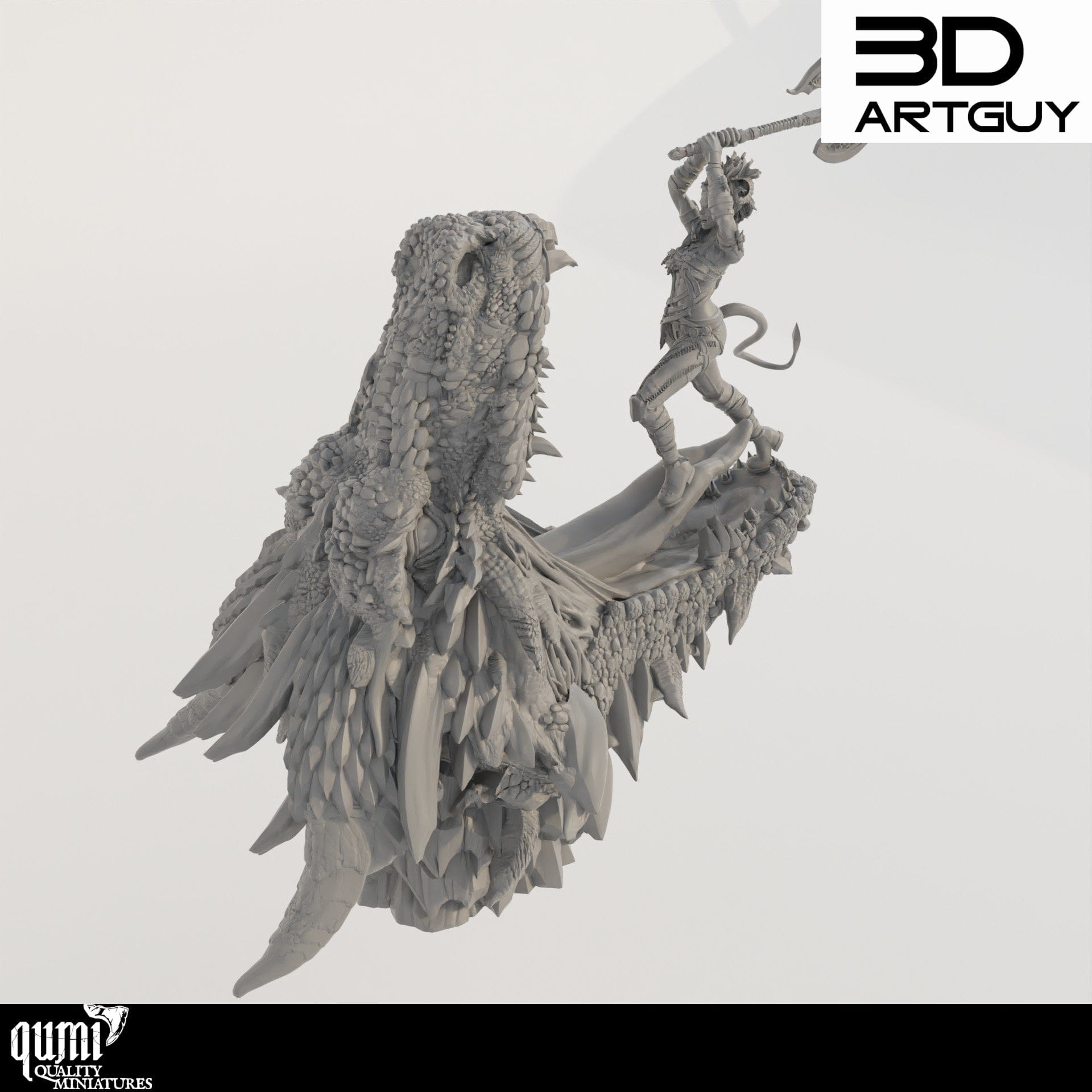 Tabletop RPG Miniature Tiefling Barbarian - Qumi Quality Miniatures - Qumi Wargaming Mini Model Figure