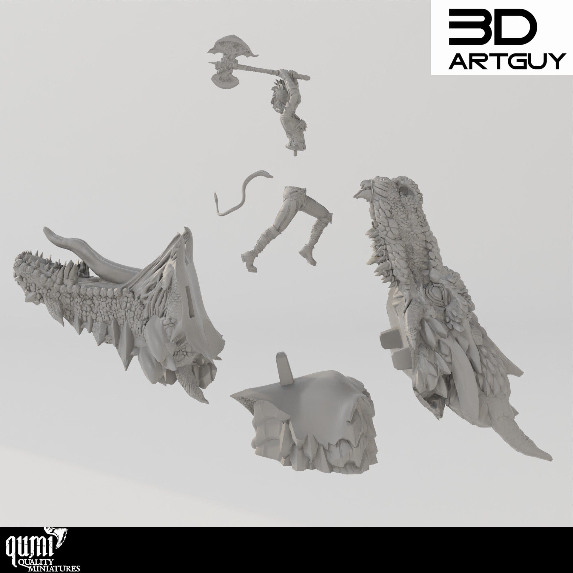 Tabletop RPG Miniature Tiefling Barbarian - Qumi Quality Miniatures - Qumi Wargaming Mini Model Figure