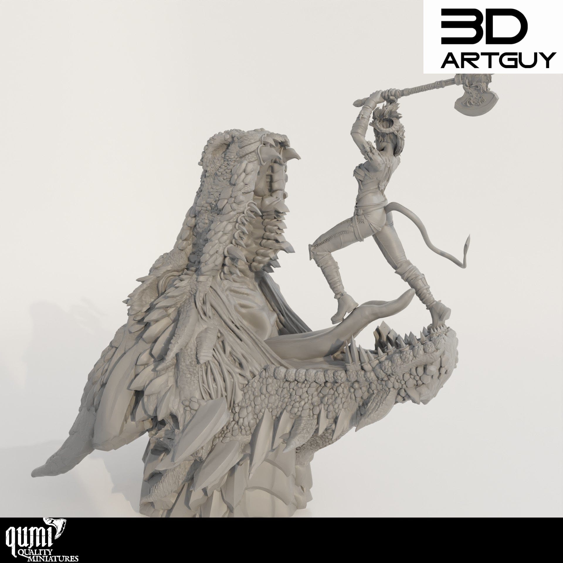 Tabletop RPG Miniature Tiefling Barbarian - Qumi Quality Miniatures - Qumi Wargaming Mini Model Figure