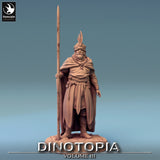 Full body view of the Tower Lord human spear fighter miniature from the front