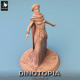 Three-quarter angle view showing the intricate coin-detail belt and fabric folds of the NPC figure.