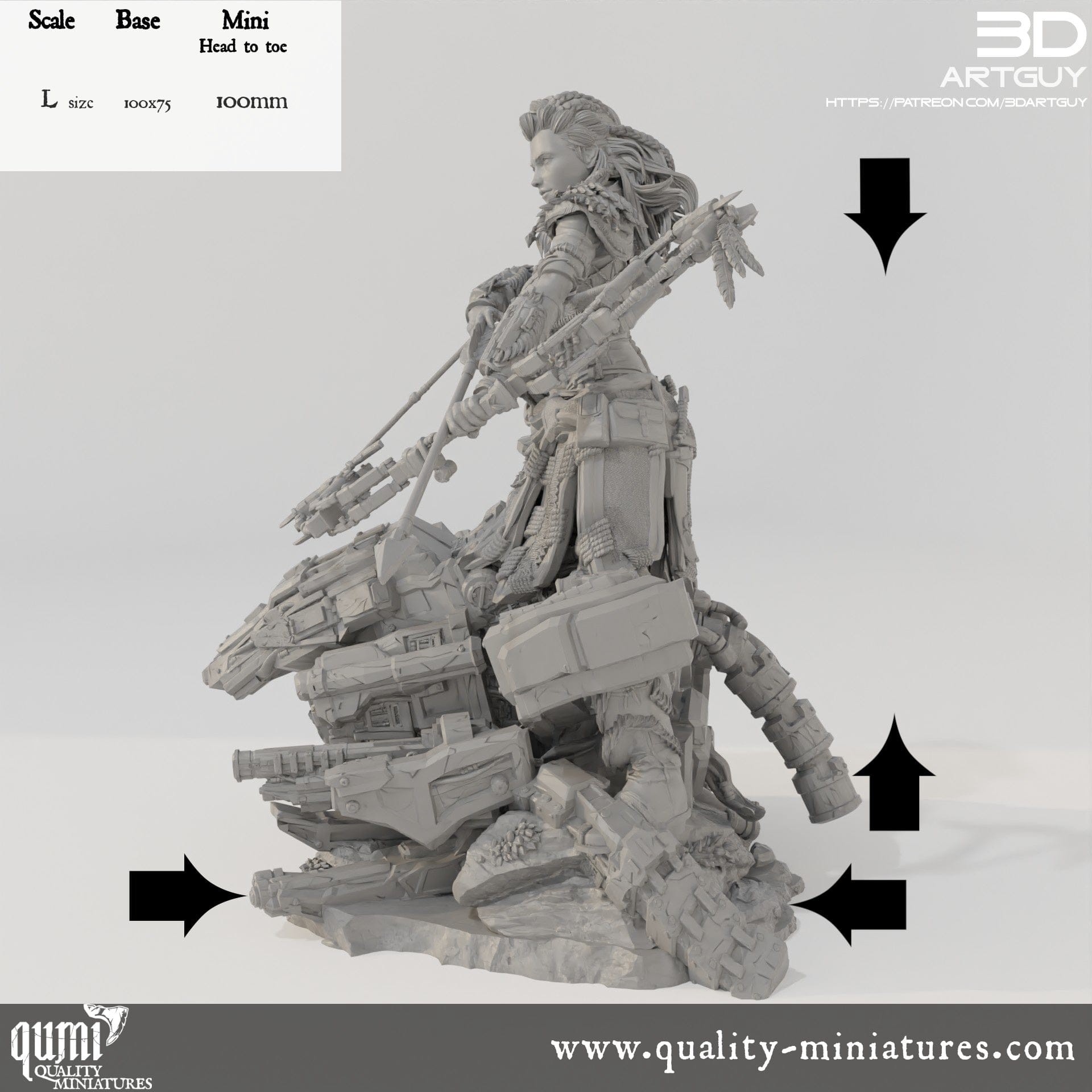 Tabletop RPG Miniature Tribal Warrior Diorama - Size L - Qumi Quality Miniatures - Qumi Wargaming Mini Model Figure
