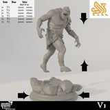 V3 variant Trogg cannibal crouched on rocky base, front view render.