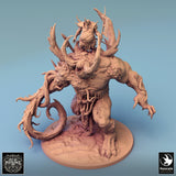 Monster Mounted Fighter Tabletop Miniature - Ulcerated Colossus by Qumi, 3D printed resin tabletop miniature for RPGs, wargaming and painting