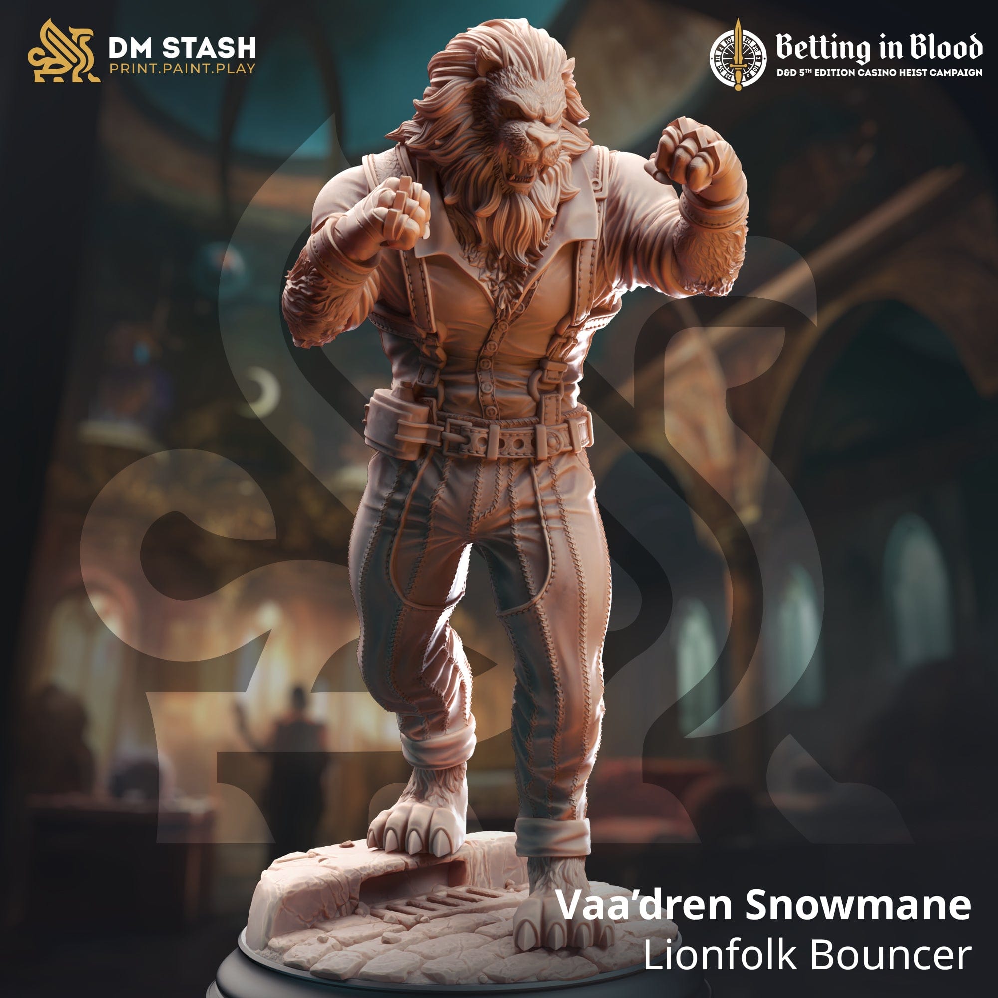 Tabletop RPG Miniature Vaa’dren Snowmane - 32mm 75mm Qumi DM Stash Quality Miniatures - Qumi Wargaming Mini Model Figure