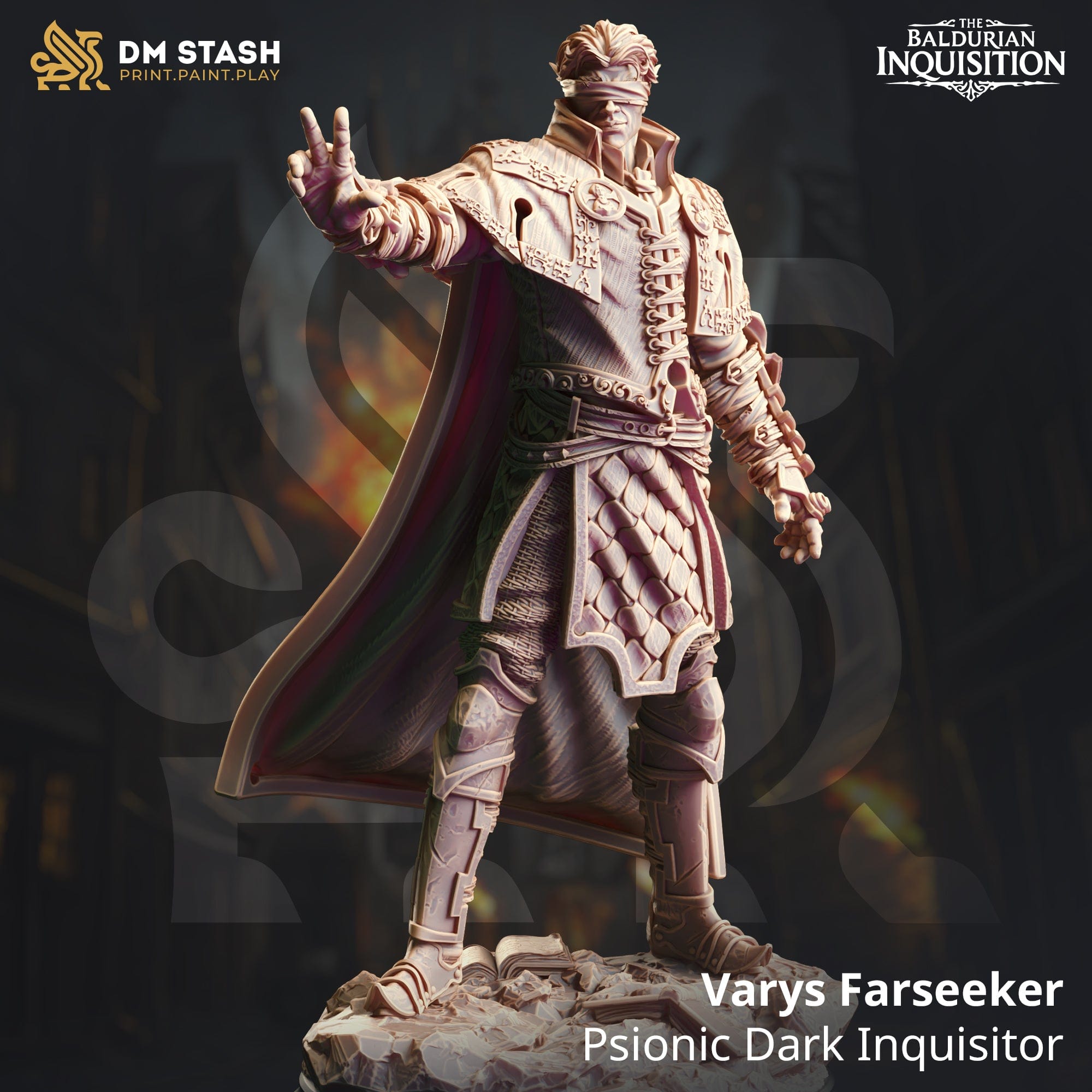 Tabletop RPG Miniature Varys Farseeker 32mm 75mm Qumi DM Stash Quality Miniatures - Qumi Wargaming Mini Model Figure