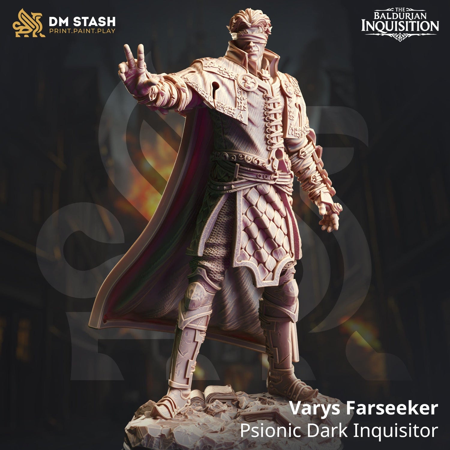 Human Inquisitor Tabletop Miniature - Varys by Qumi, 3D printed resin tabletop miniature for RPGs, wargaming and painting
