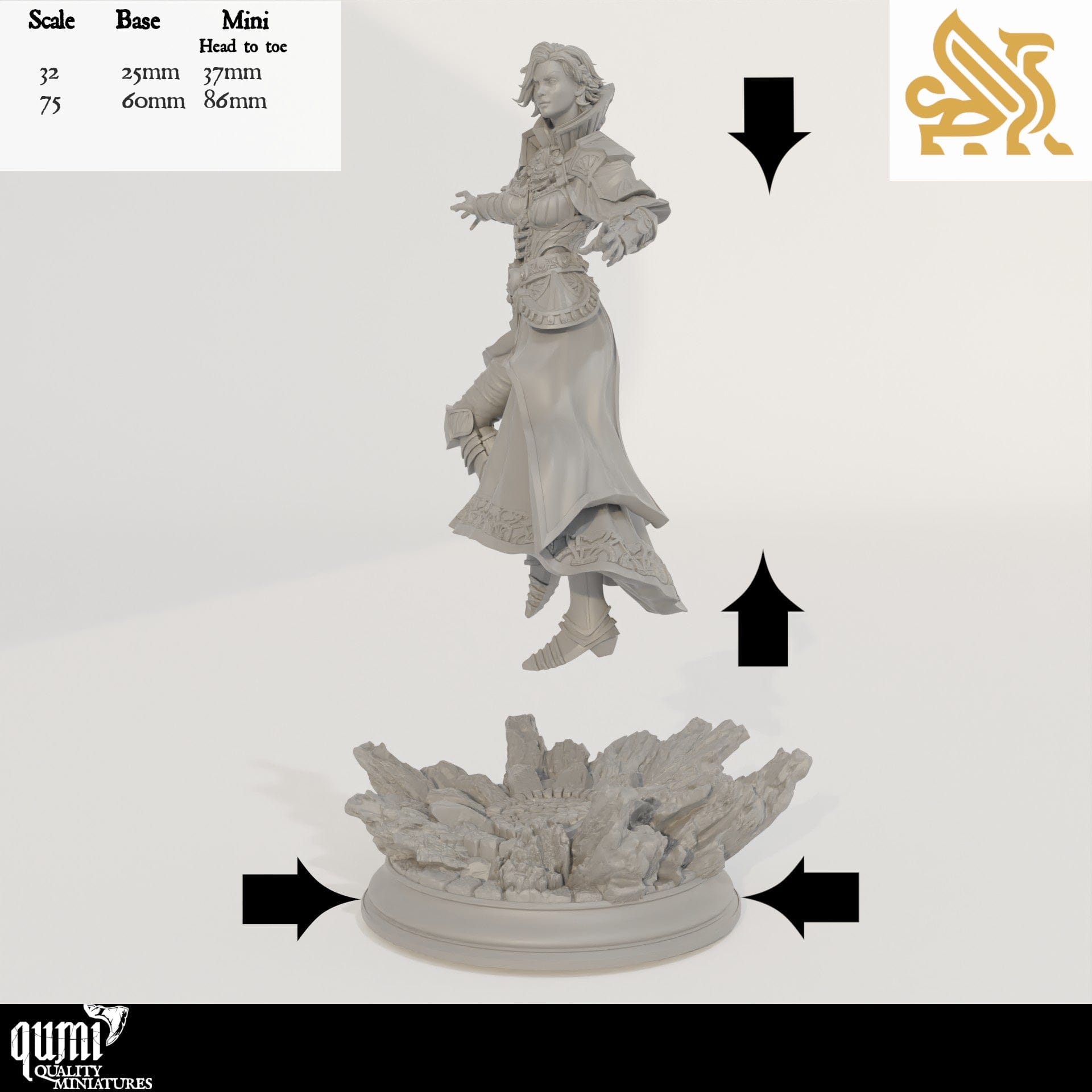 Tabletop RPG Miniature Violet  32mm 75mm Qumi - DM Stash Quality Miniatures - Qumi Wargaming Mini Model Figure