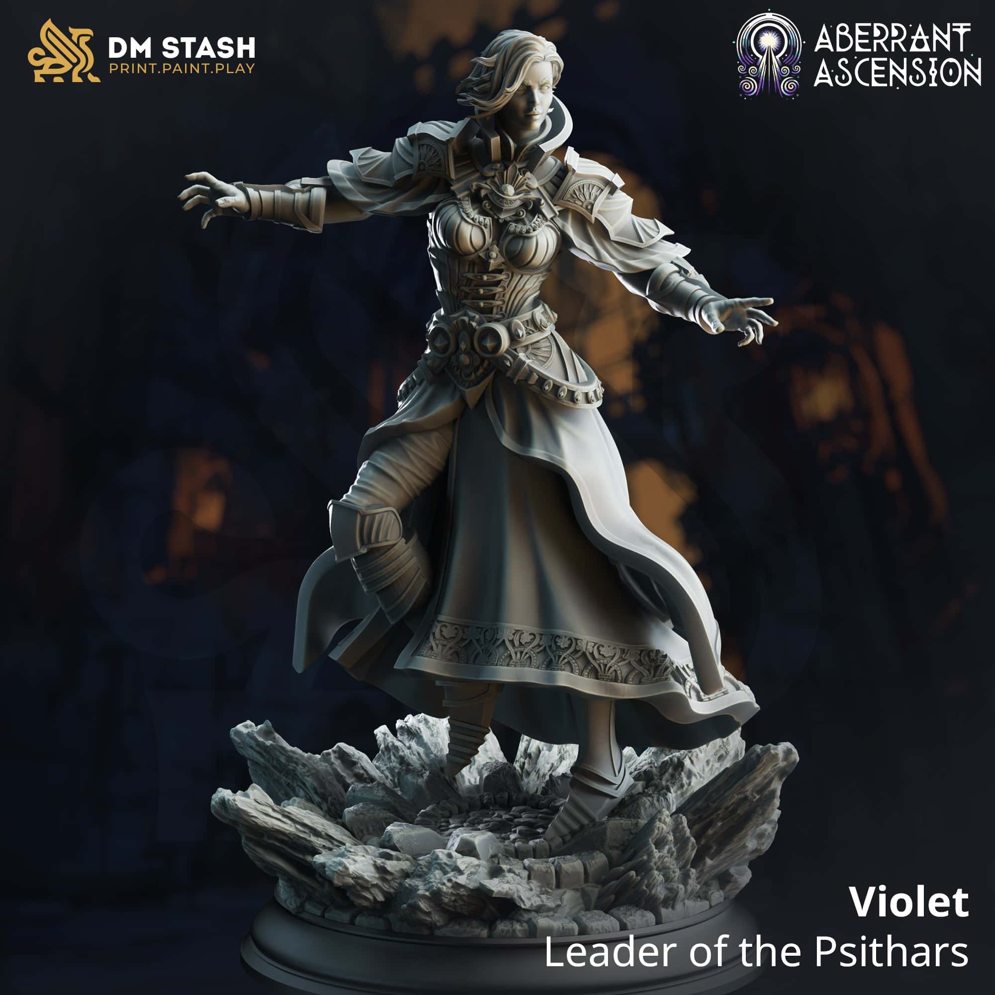 Tabletop RPG Miniature Violet  32mm 75mm Qumi - DM Stash Quality Miniatures - Qumi Wargaming Mini Model Figure