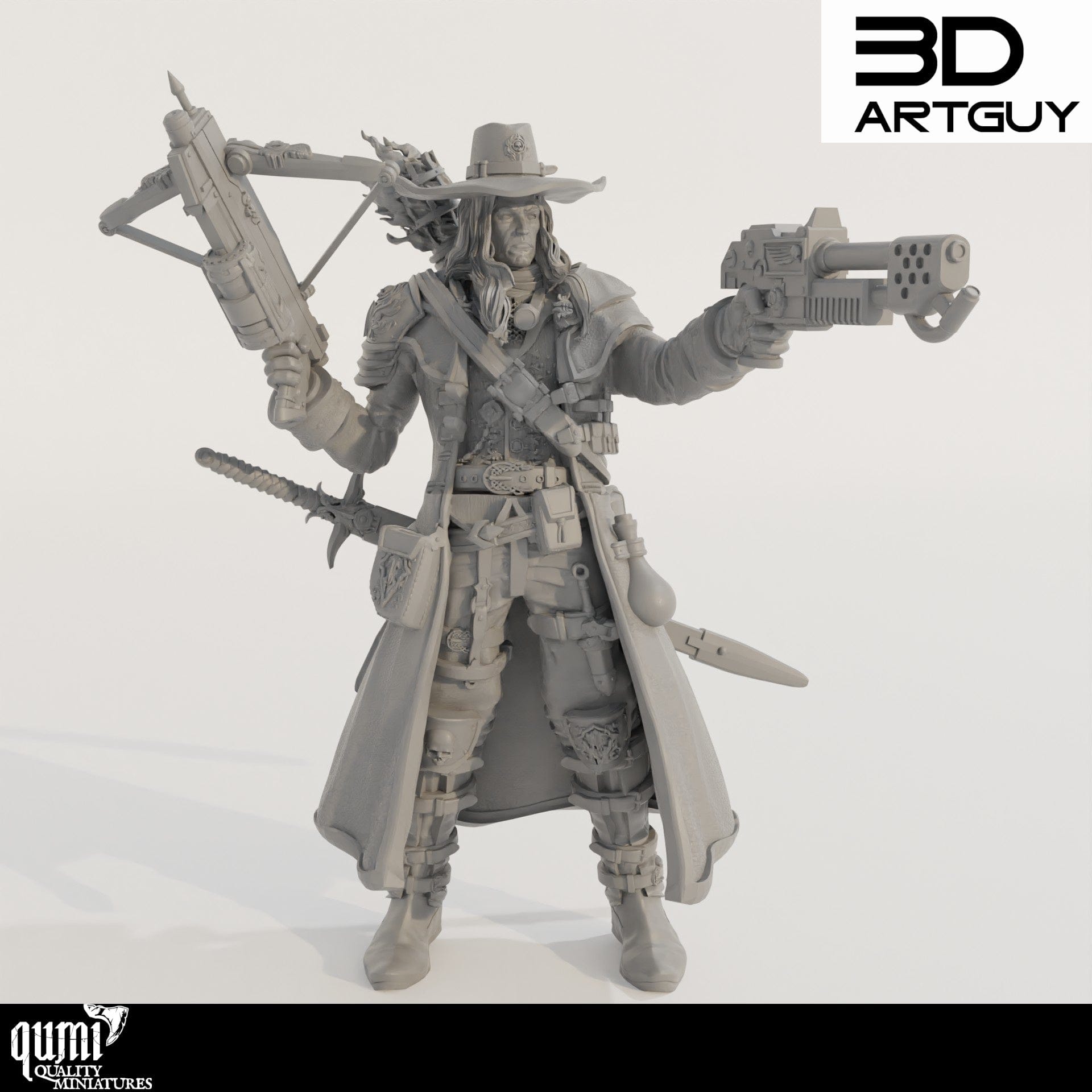 Tabletop RPG Miniature Witch Hunter - Qumi - 3D ArtGuy Quality Miniatures - Qumi Wargaming Mini Model Figure
