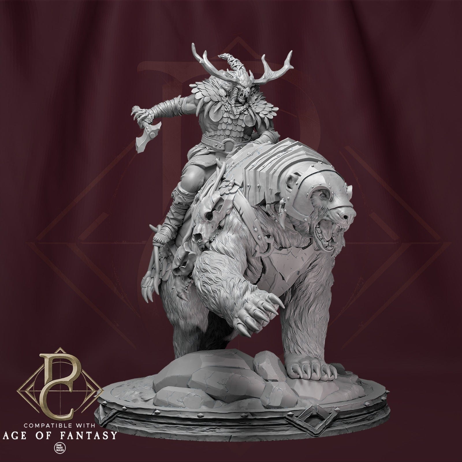 Tabletop RPG Miniature Worfar and The Bear - 32mm to XL Size - Qumi - Parasite Collectibles Quality Miniatures - Qumi Wargaming Mini Model Figure