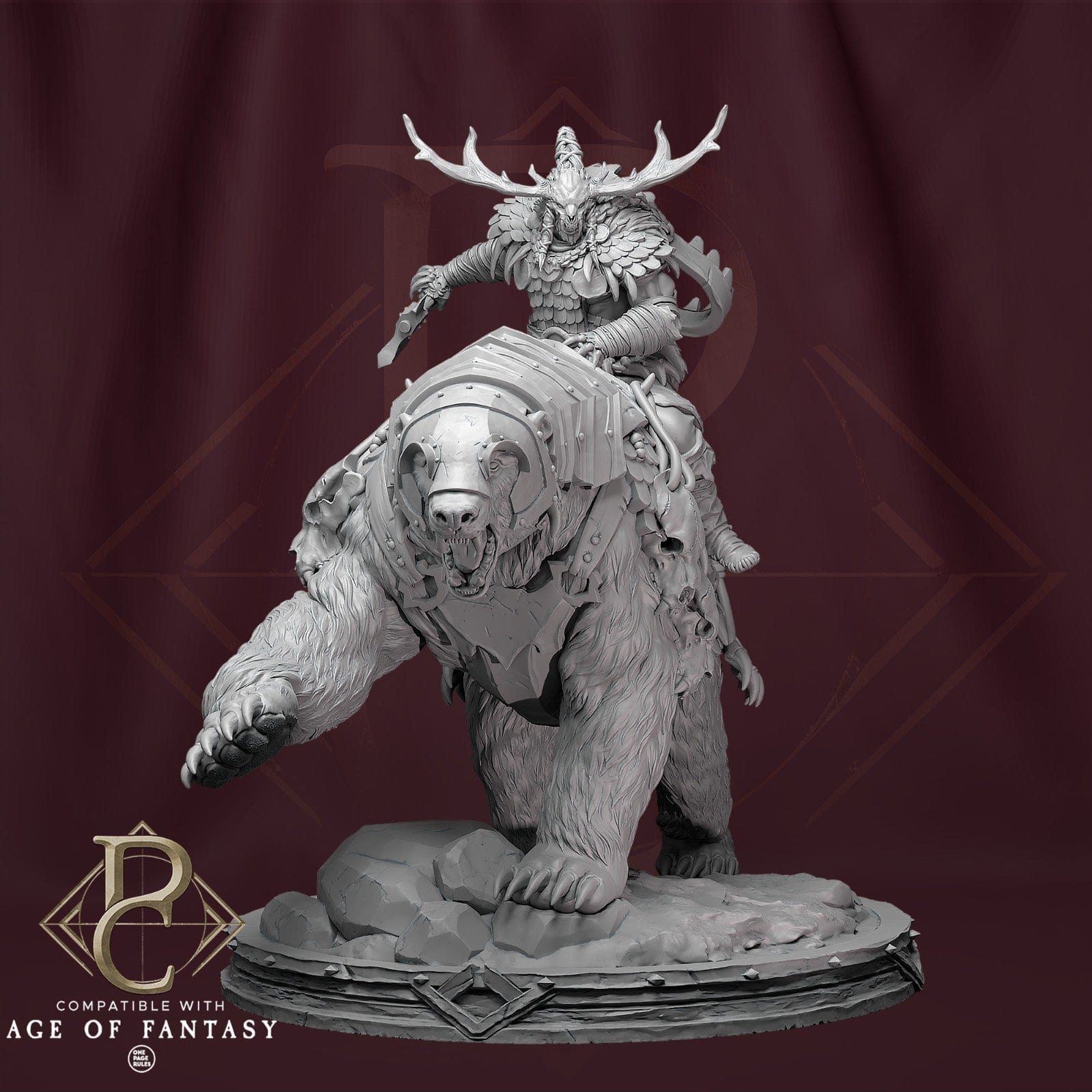 Tabletop RPG Miniature Worfar and The Bear - 32mm to XL Size - Qumi - Parasite Collectibles Quality Miniatures - Qumi Wargaming Mini Model Figure