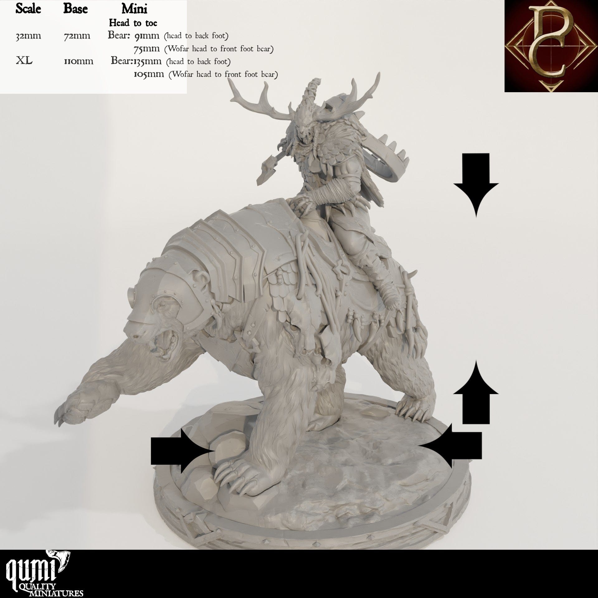 Tabletop RPG Miniature Worfar and The Bear - 32mm to XL Size - Qumi - Parasite Collectibles Quality Miniatures - Qumi Wargaming Mini Model Figure