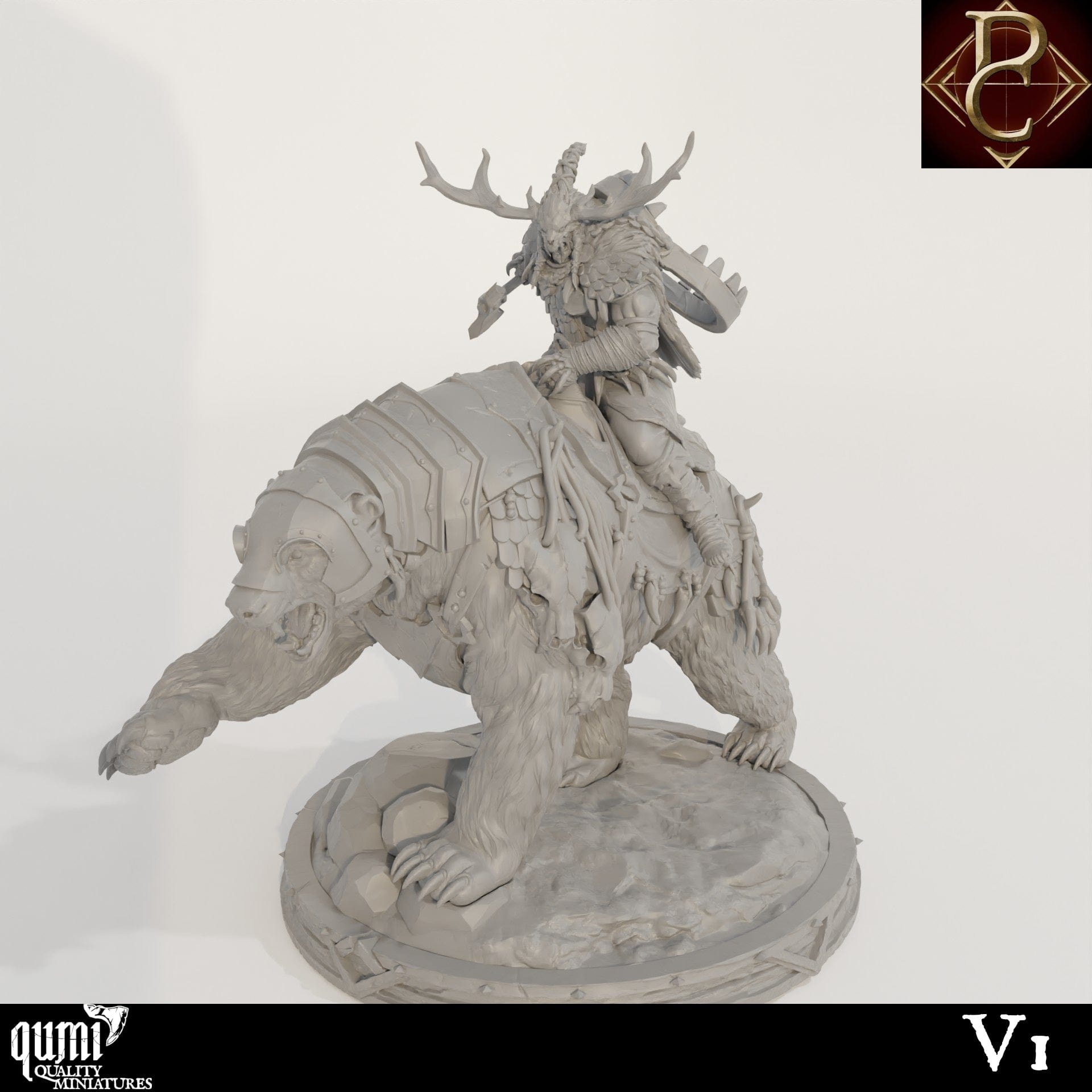 Tabletop RPG Miniature Worfar and The Bear - 32mm to XL Size - Qumi - Parasite Collectibles Quality Miniatures - Qumi Wargaming Mini Model Figure