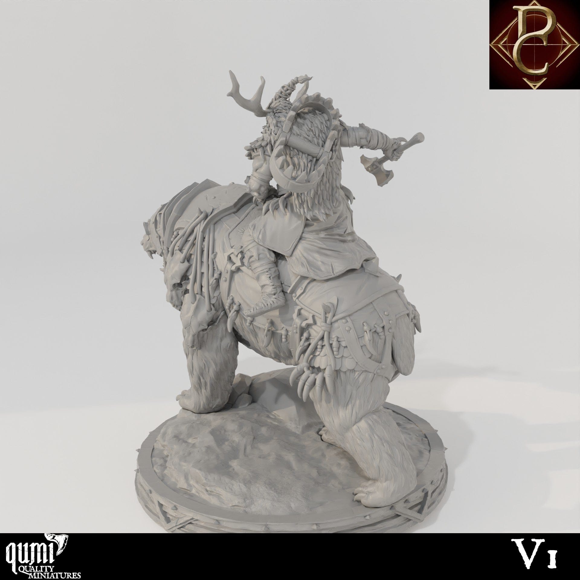 Tabletop RPG Miniature Worfar and The Bear - 32mm to XL Size - Qumi - Parasite Collectibles Quality Miniatures - Qumi Wargaming Mini Model Figure