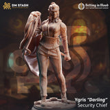 Resin 3D-printed Ygris miniature in a confident standing pose wearing a shirt and trousers