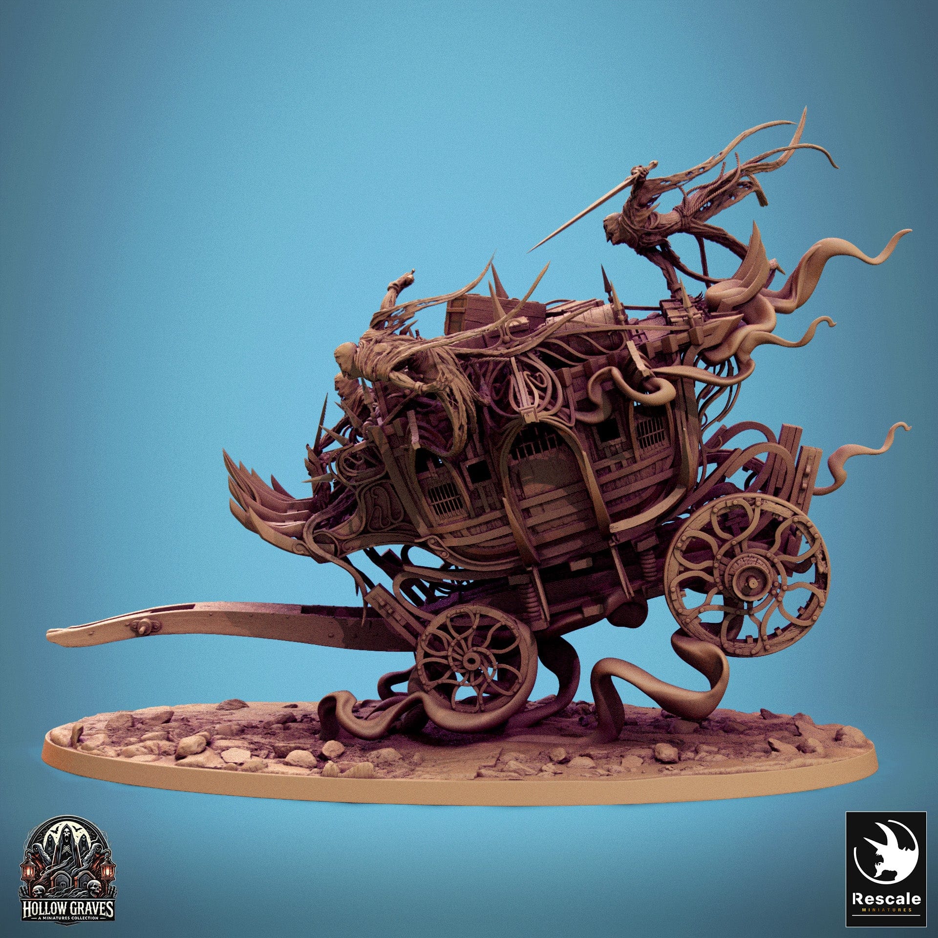 Tabletop RPG  Vehicle Phantom Coach - 32mm Qumi Rescale Miniatures Quality Miniatures - Qumi Wargaming Mini Model Figure