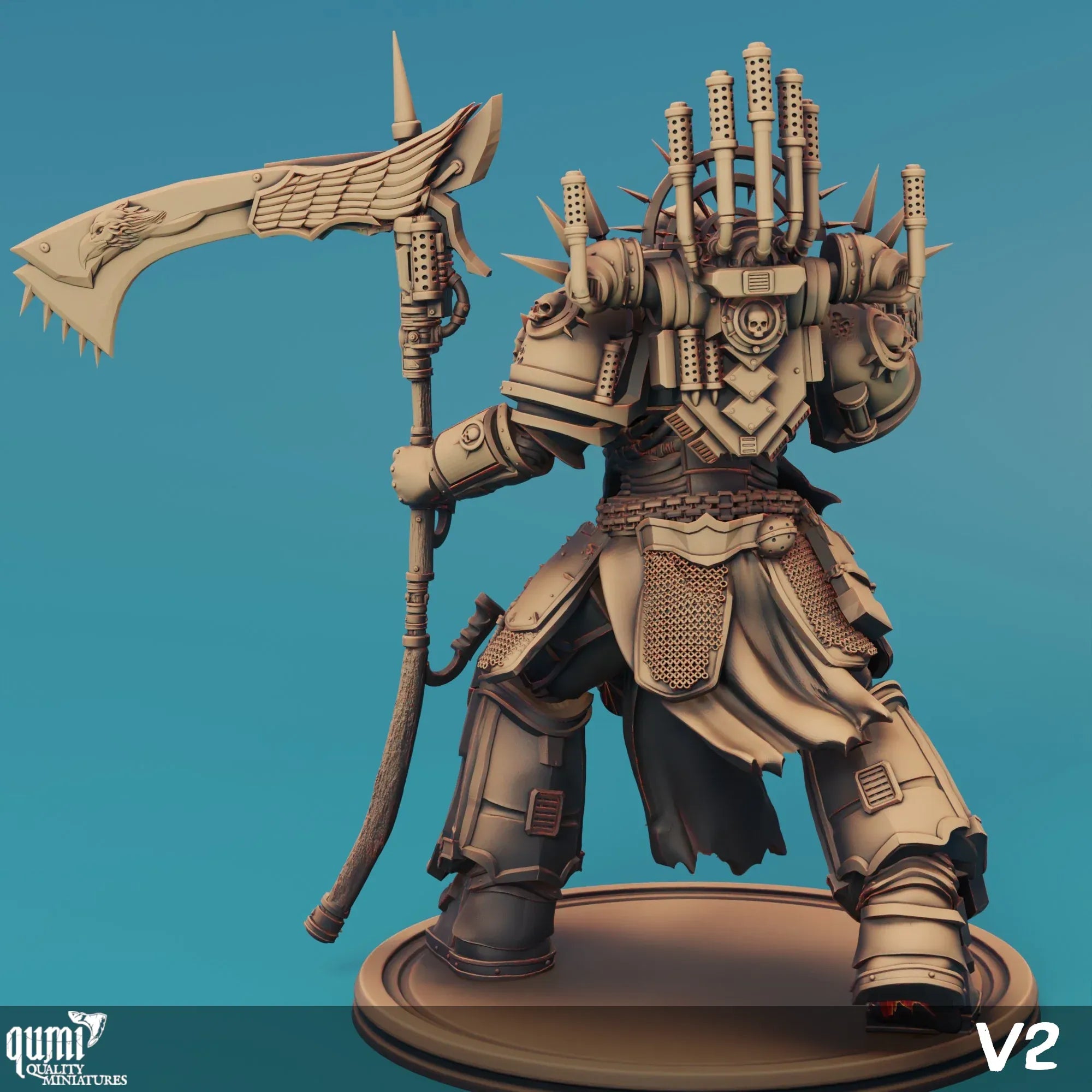Scifi tabletop collectible Reaper AU Qumi 3D art figure by Quality Miniatures, featuring a detailed sci-fi character for wargaming.