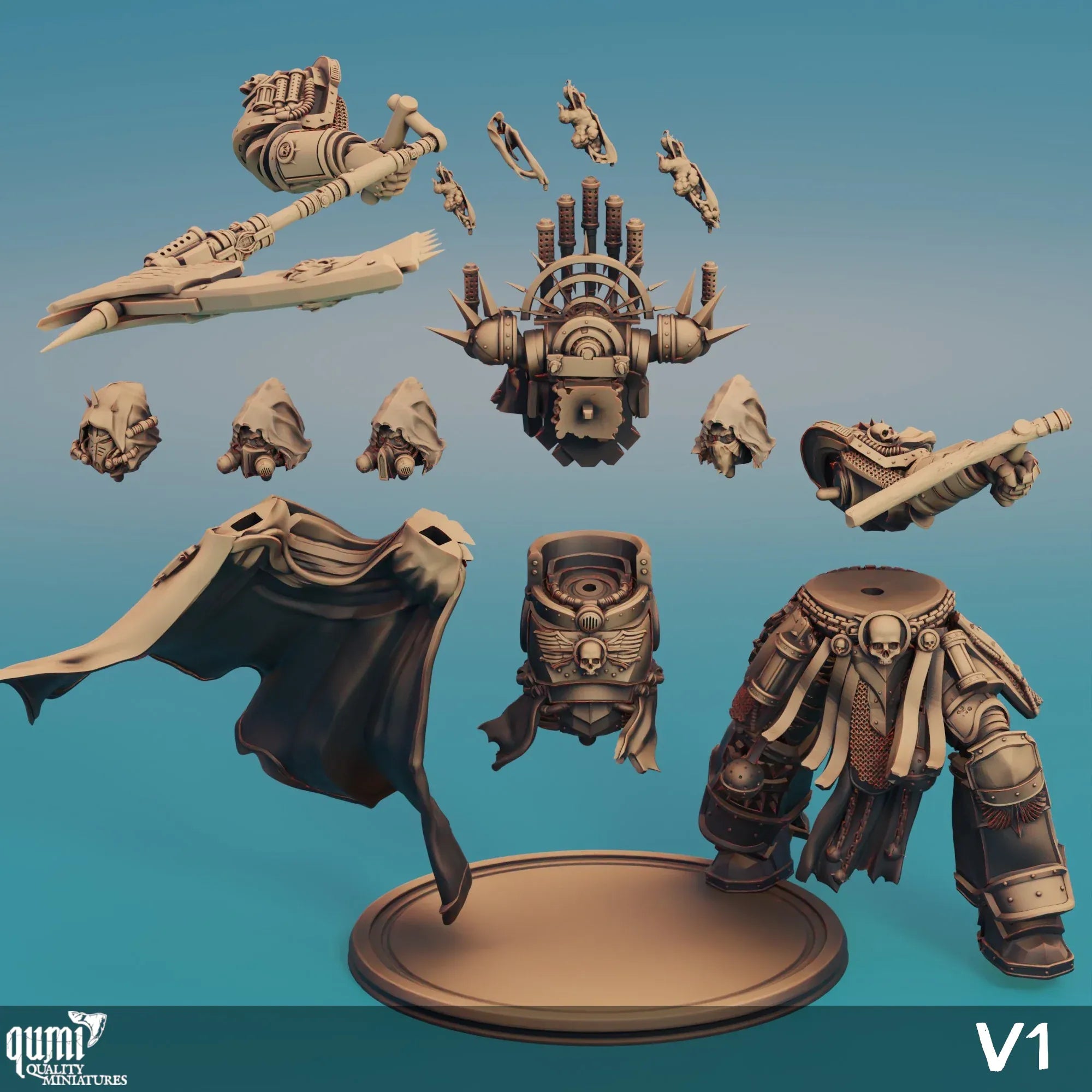 Scifi collectible Reaper AU Qumi 3D art miniature by Quality Miniatures for tabletop wargaming and RPG gameplay.
