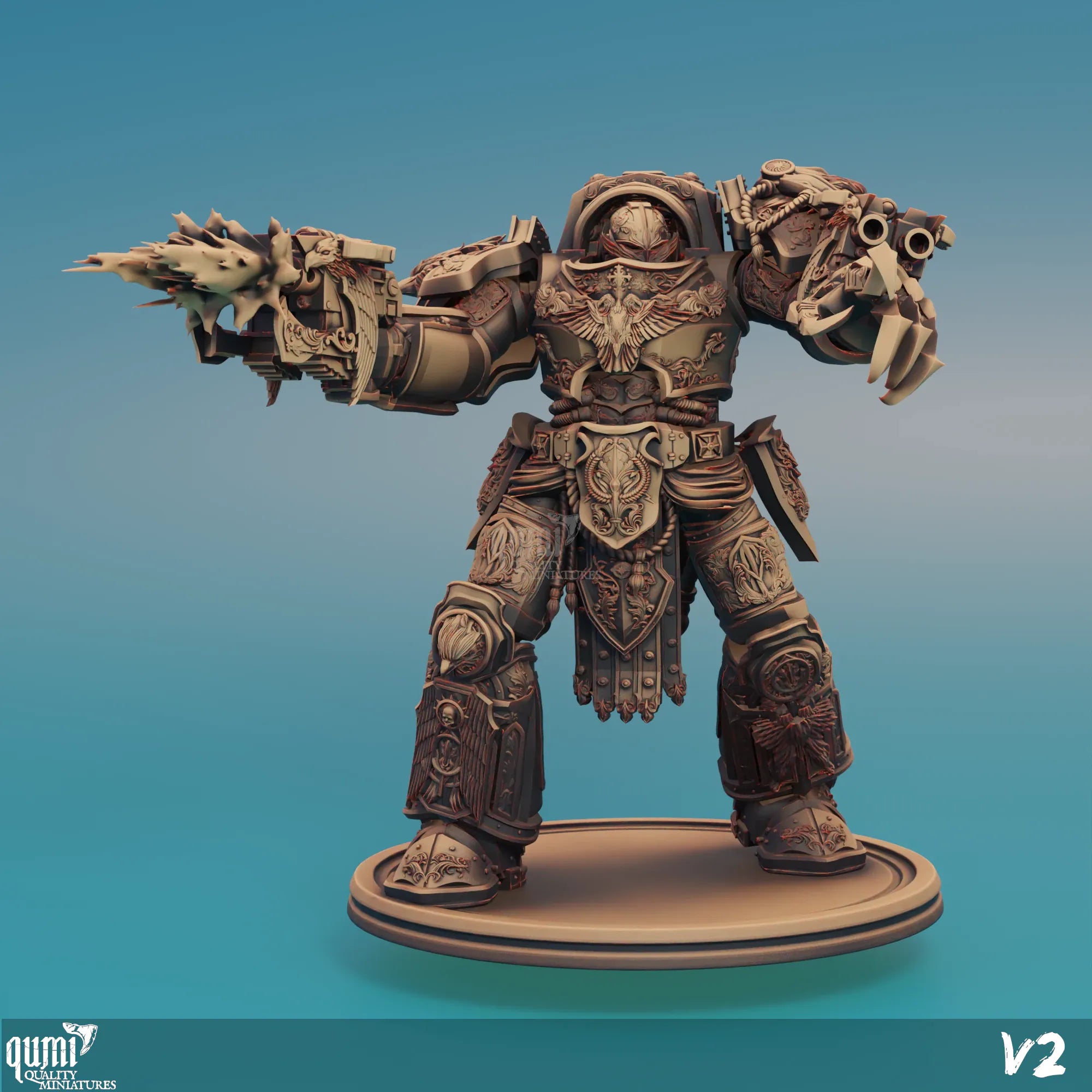 Golden Company Warrior sci-fi tabletop miniature by Qumi, detailed 3D art for wargaming and RPG adventures.